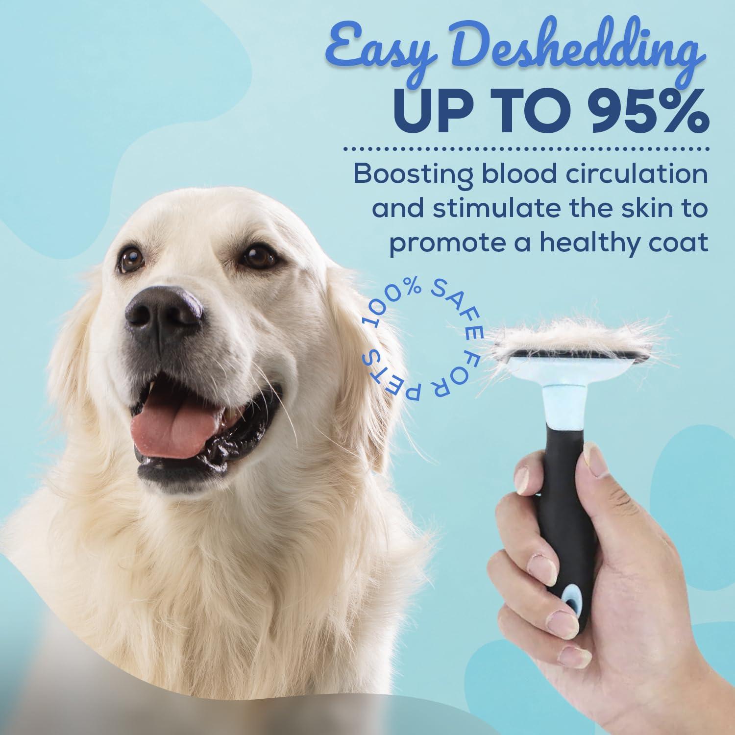 Sinko Deshedding Tool for Dogs & Cats, Pet Grooming Brush, Skin Friendly Deshedding Tool, Dog Brush for Shedding, Effectively Reduces Shedding by up to 95% for Short Medium Long Pet Hair (Blue)