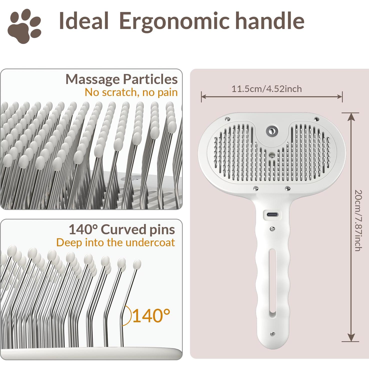 Cepillo de Vapor Autolimpiante Zupooko para Mascotas 20cm