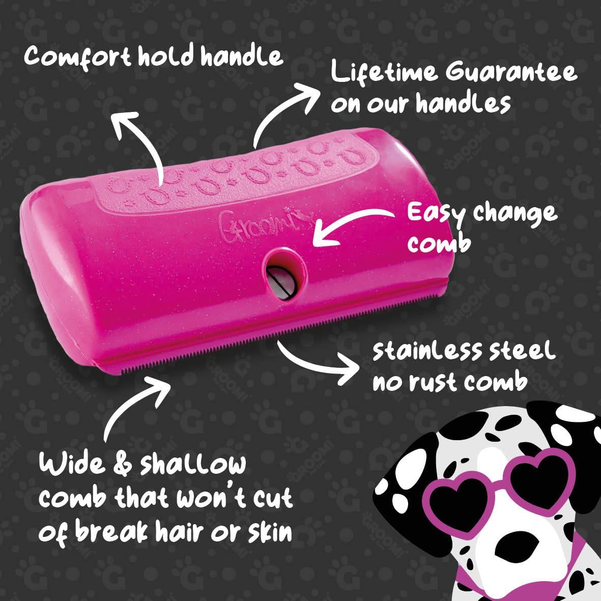 Cepillo Deshedding Groomi Rosa para Perros y Gatos 11x11 cm