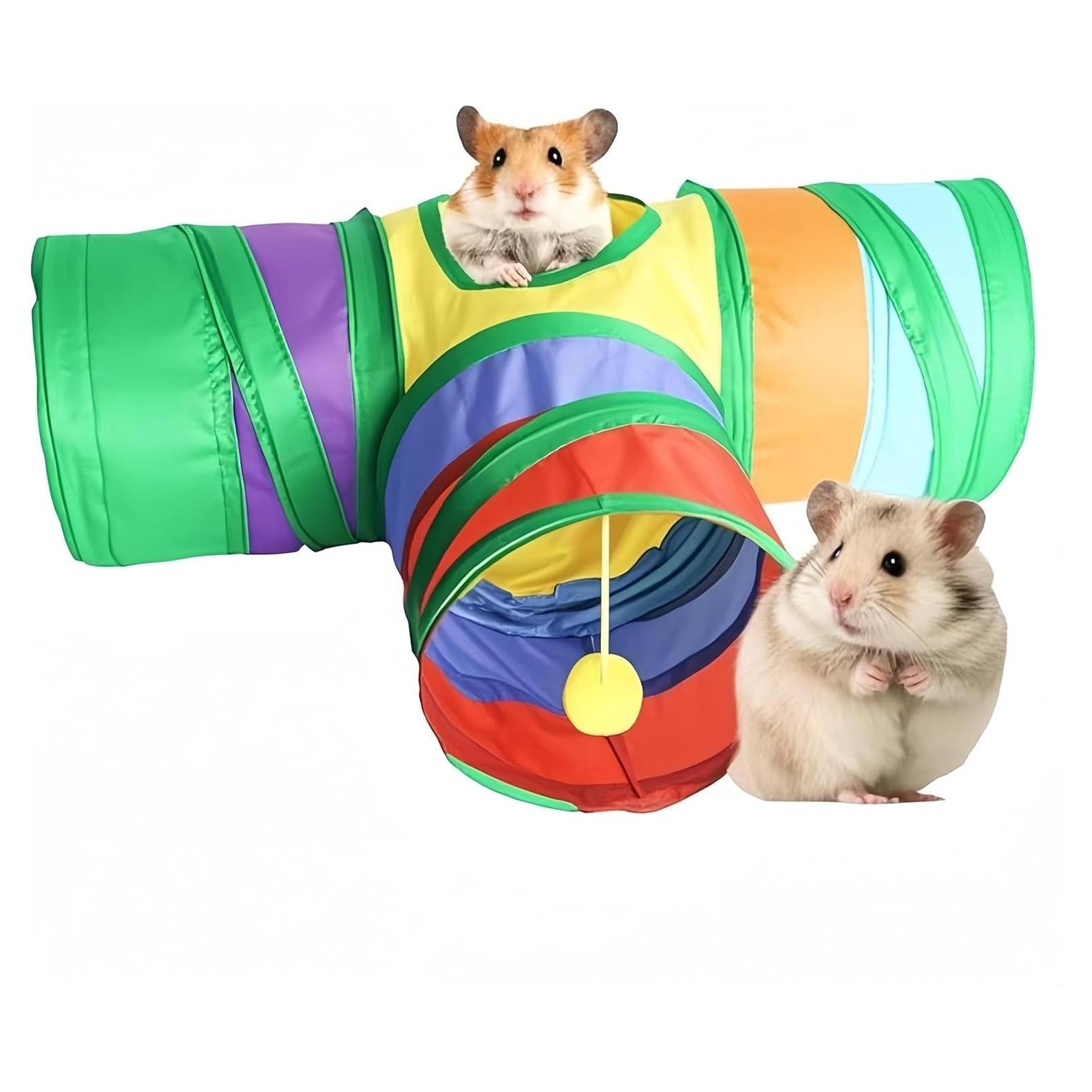 Túnel para Cobayas TOBDPYG 3 Vías Plegable con Bola de Felpa