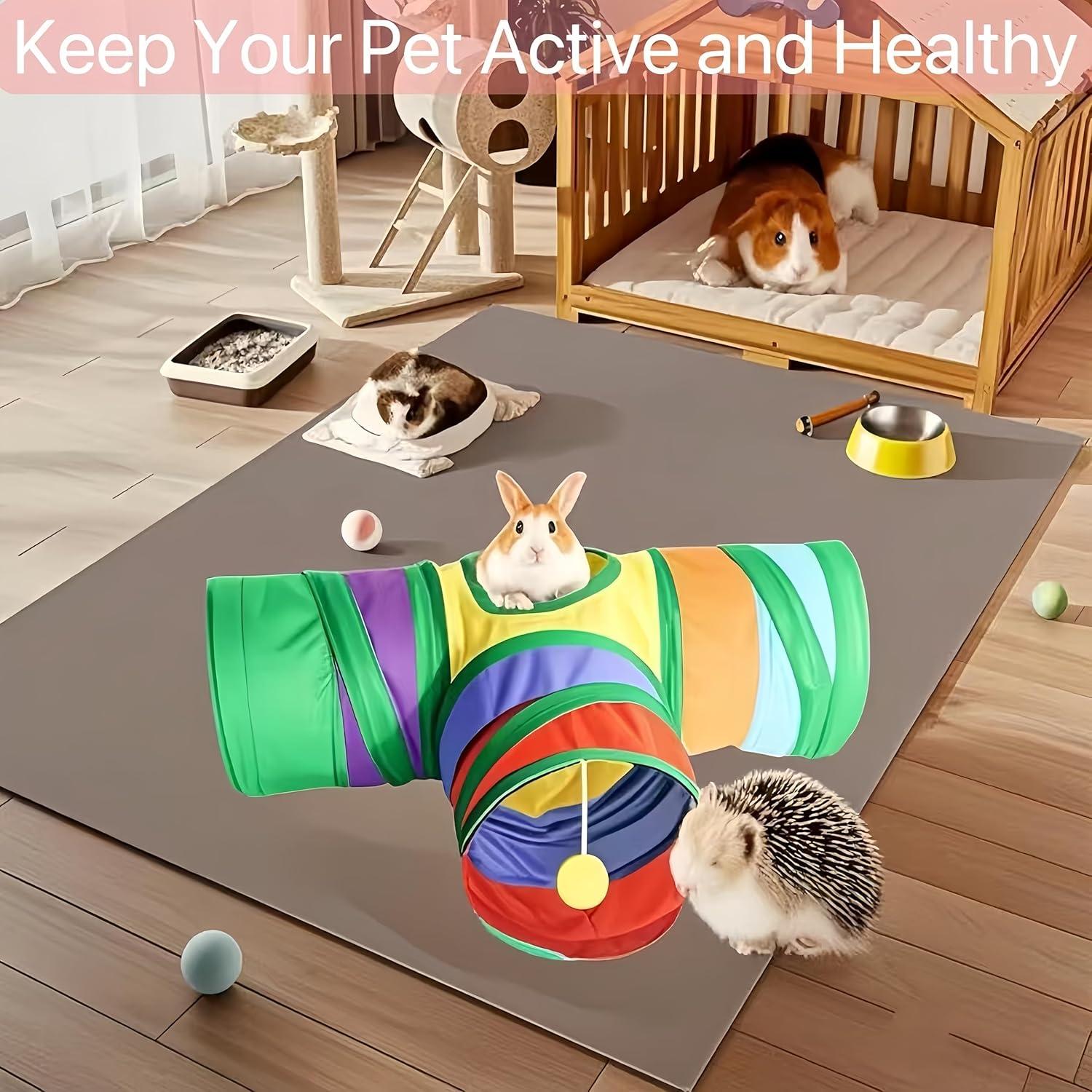 Túnel para Cobayas TOBDPYG 3 Vías Plegable con Bola de Felpa