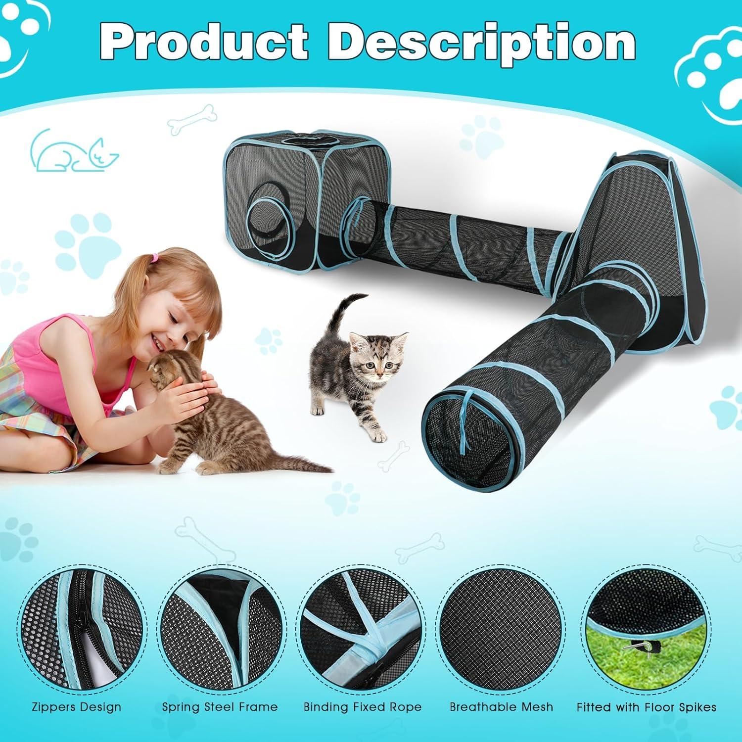 Parque de Juegos para Gatos GINDOOR 4 en 1 Portátil 35x18cm