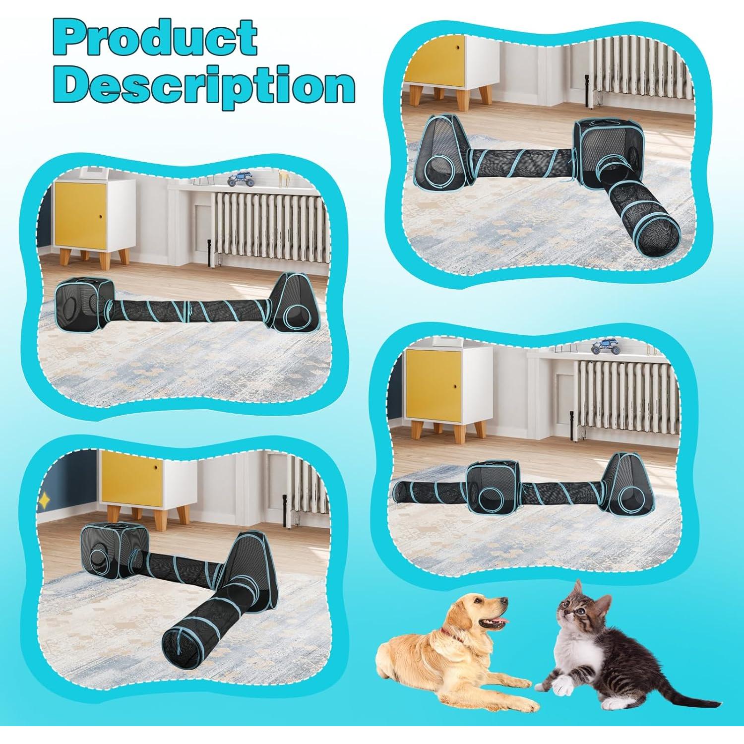 Parque de Juegos para Gatos GINDOOR 4 en 1 Portátil 35x18cm