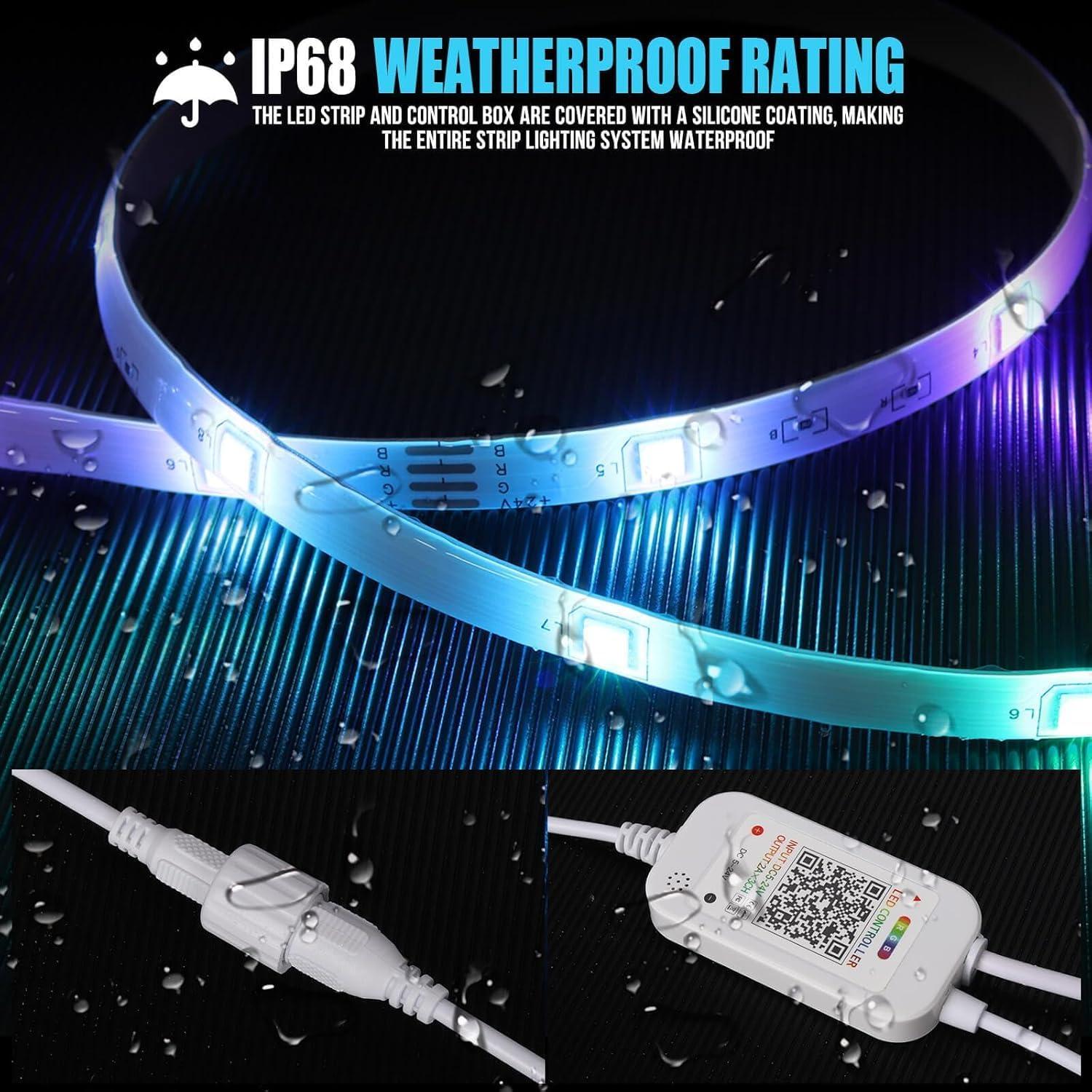 Luces de Tira LED 200ft SIFWEX RGB Impermeables IP68 Control Remoto