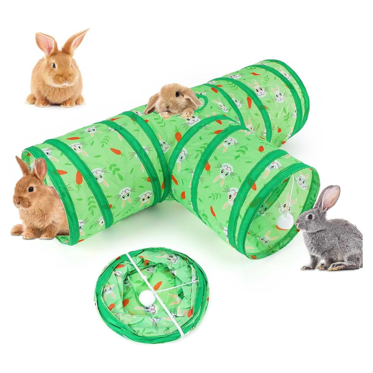 Túnel Colapsable para Conejos BWOGUE 3 Vías Verde 27.9cm