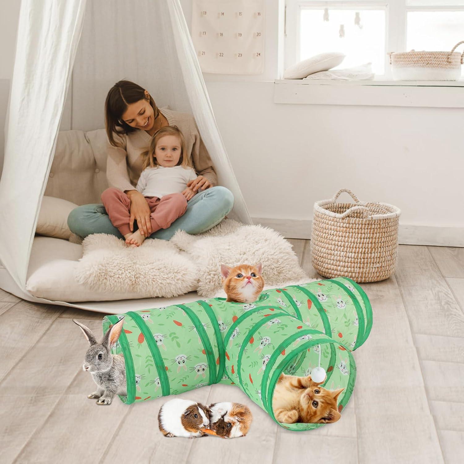 Túnel Colapsable para Conejos BWOGUE 3 Vías Verde 27.9cm