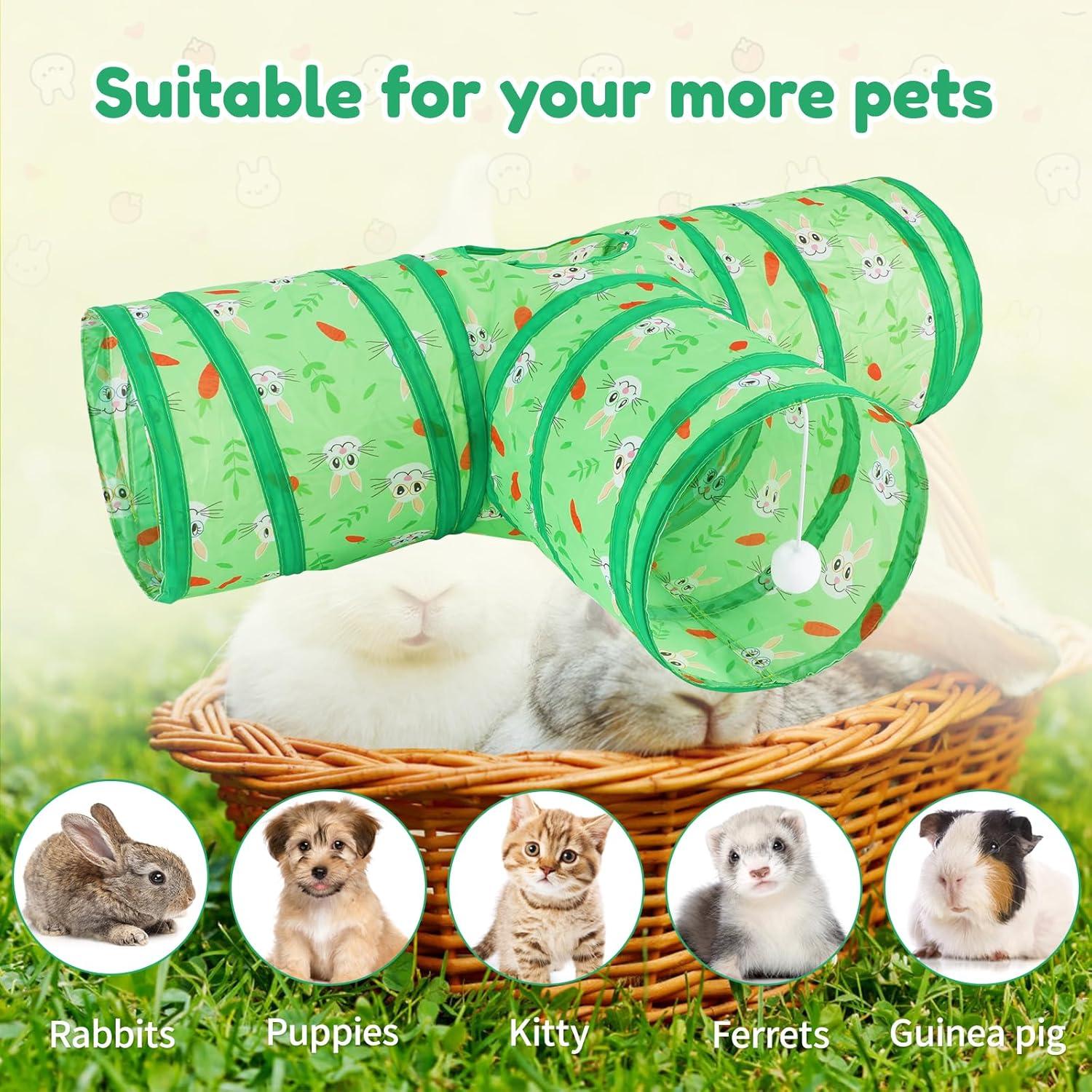 Túnel Colapsable para Conejos BWOGUE 3 Vías Verde 27.9cm