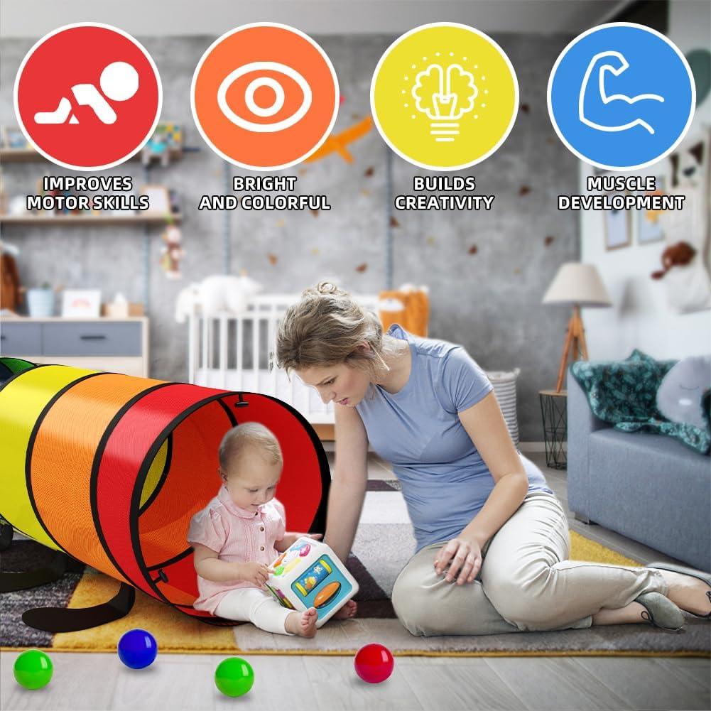 Túnel de Juego Plegable Colorido para Niños 1-3 Años