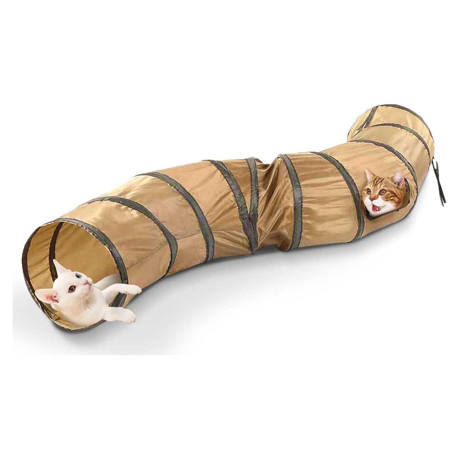 Túnel Plegable para Gatos SunGrow 127cm x 25cm con Funda