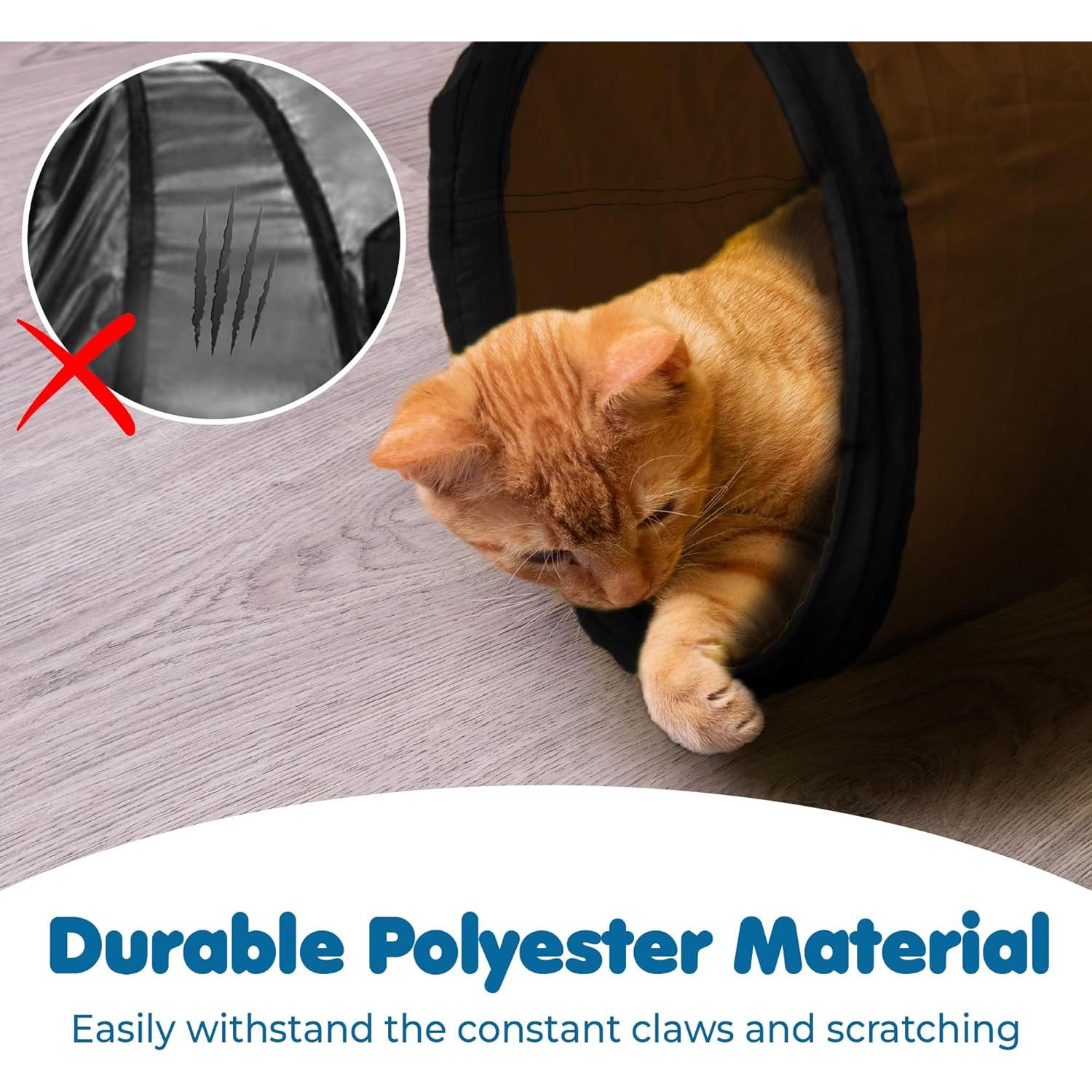 Túnel Plegable para Gatos SunGrow 127cm x 25cm con Funda