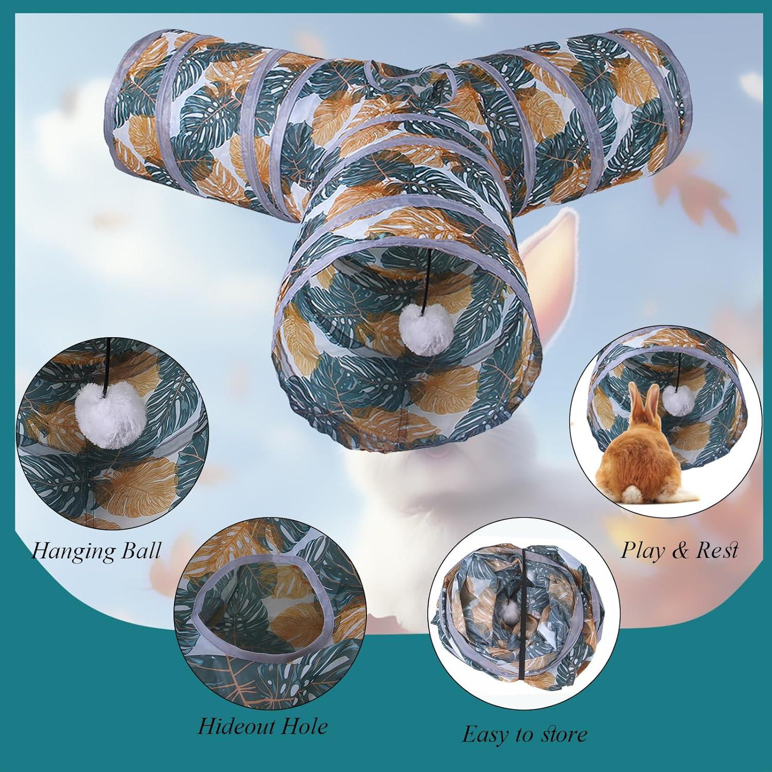 Túnel para Conejos Grddaef 3 Vías con Juguetes Masticables