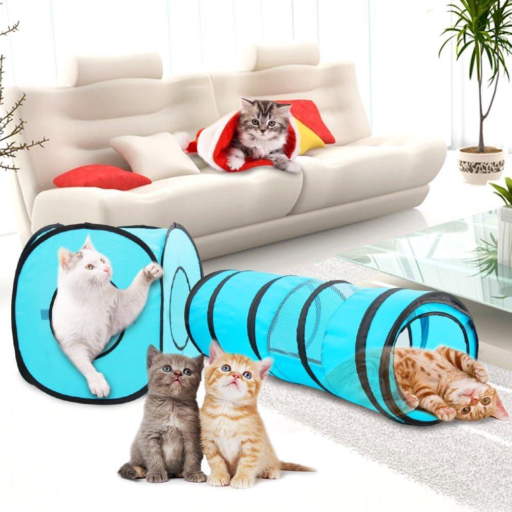 Túnel Colapsable para Gatos PAWISE 89cm, Juguete Interactivo