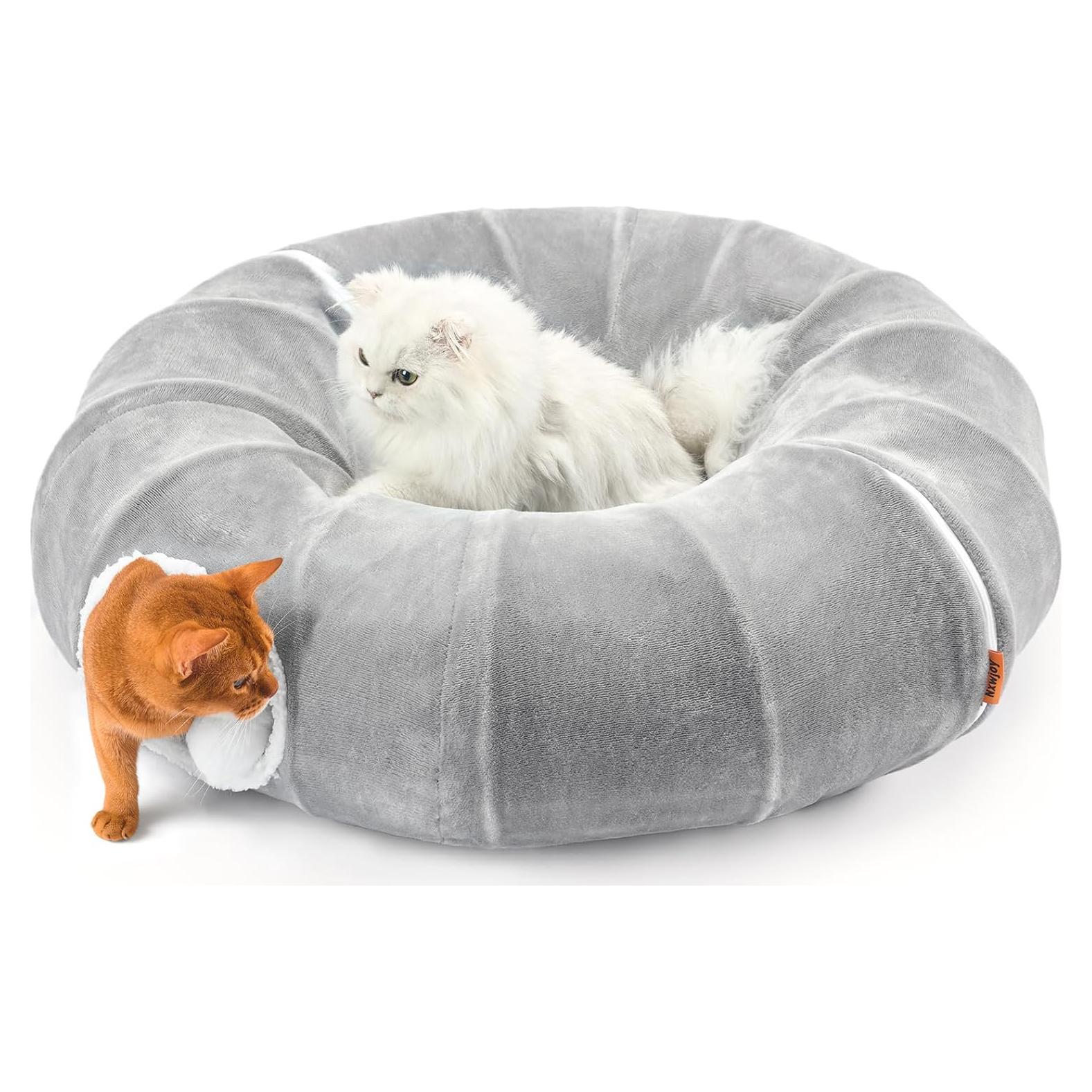 Túnel de Gato XL Nxwjoy 90x90 cm con Cojín Lavable Gris