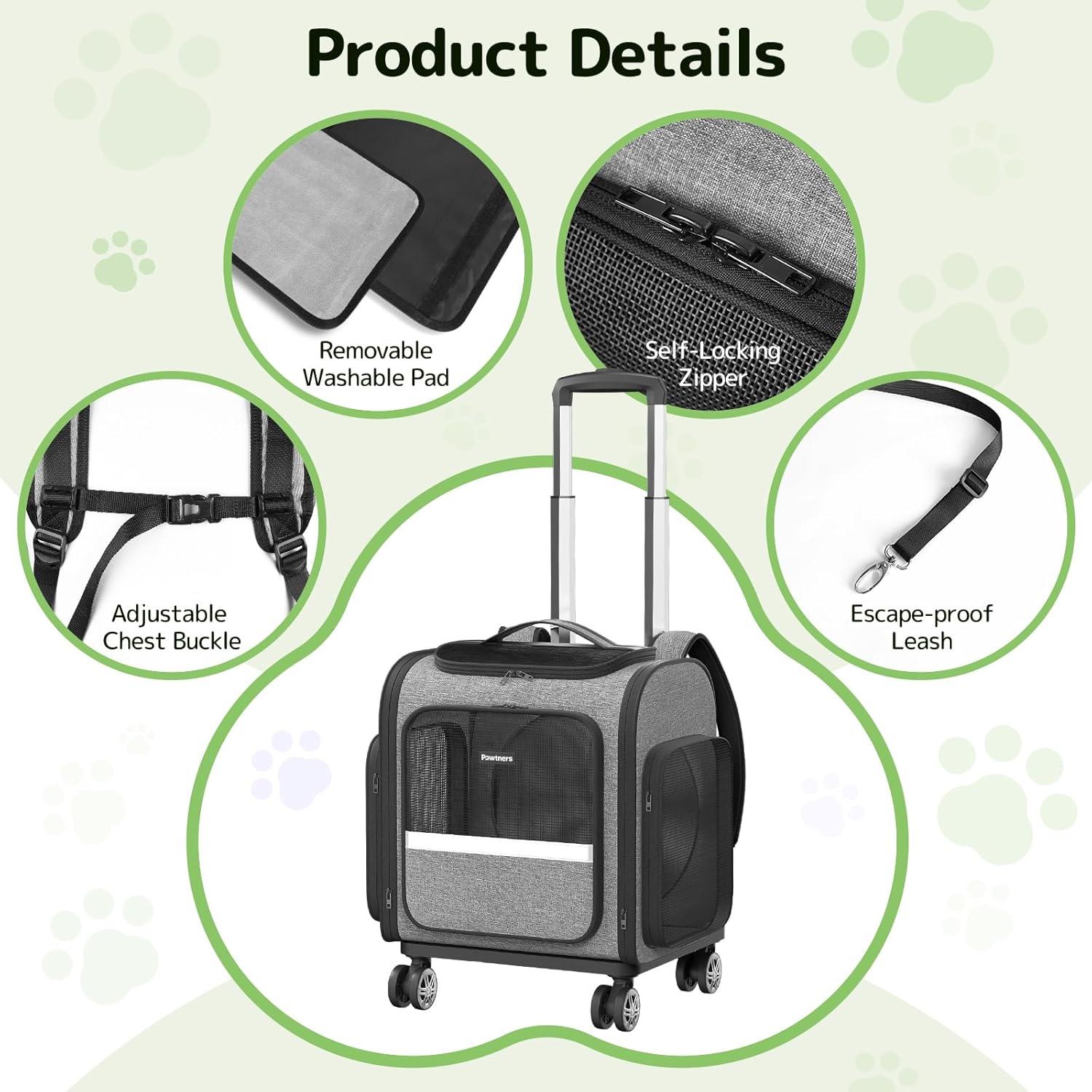 Transportín para Gatos y Perros Pequeños Pawtners Gris