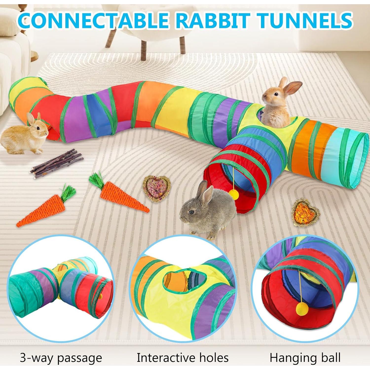 Túnel de Conejo BNOSDM 3 Vías y Tipo S, Juguetes para Mascotas