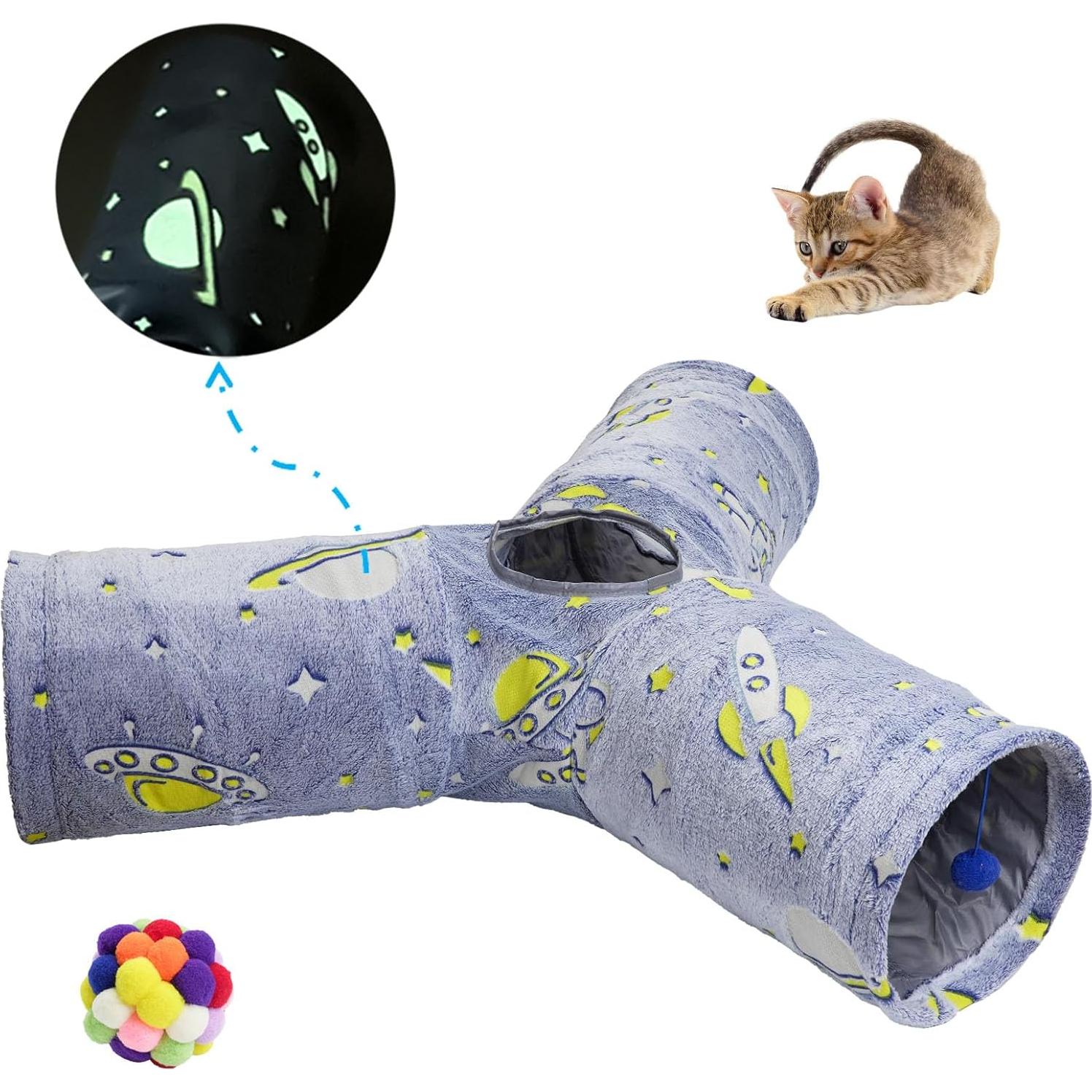 Túnel de Gato Plegable Naielfopet 3 Vías con Pelotas 35.5x30.5cm