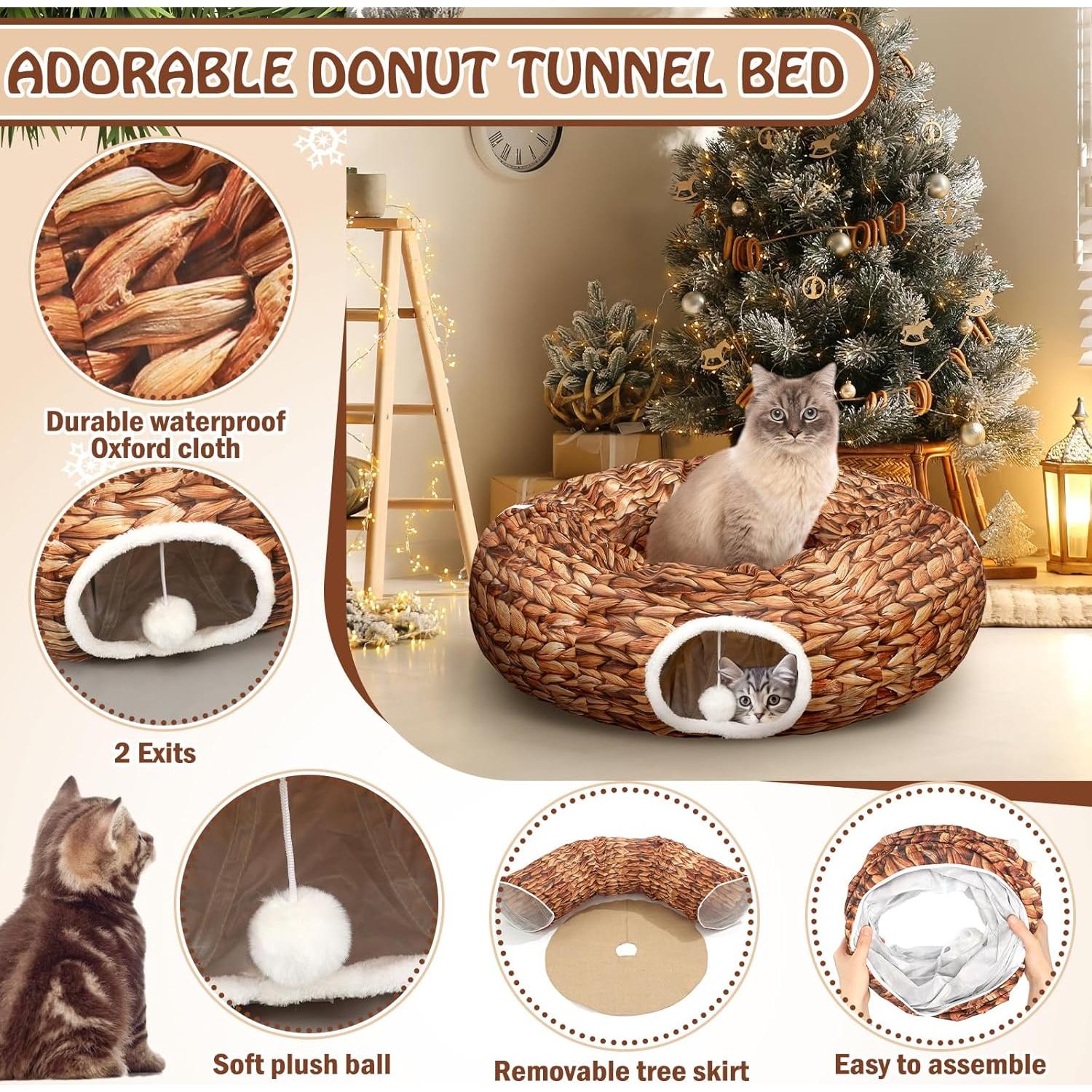 Cueva Donut para Gatos Soulchen Navidad 91x91x25cm Marrón