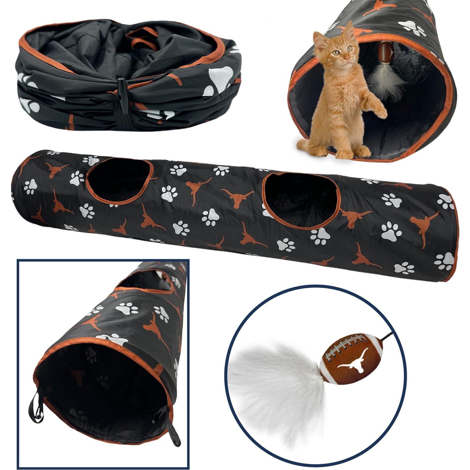 Juguete túnel para gatos Pets First Texas Longhorns con peluche