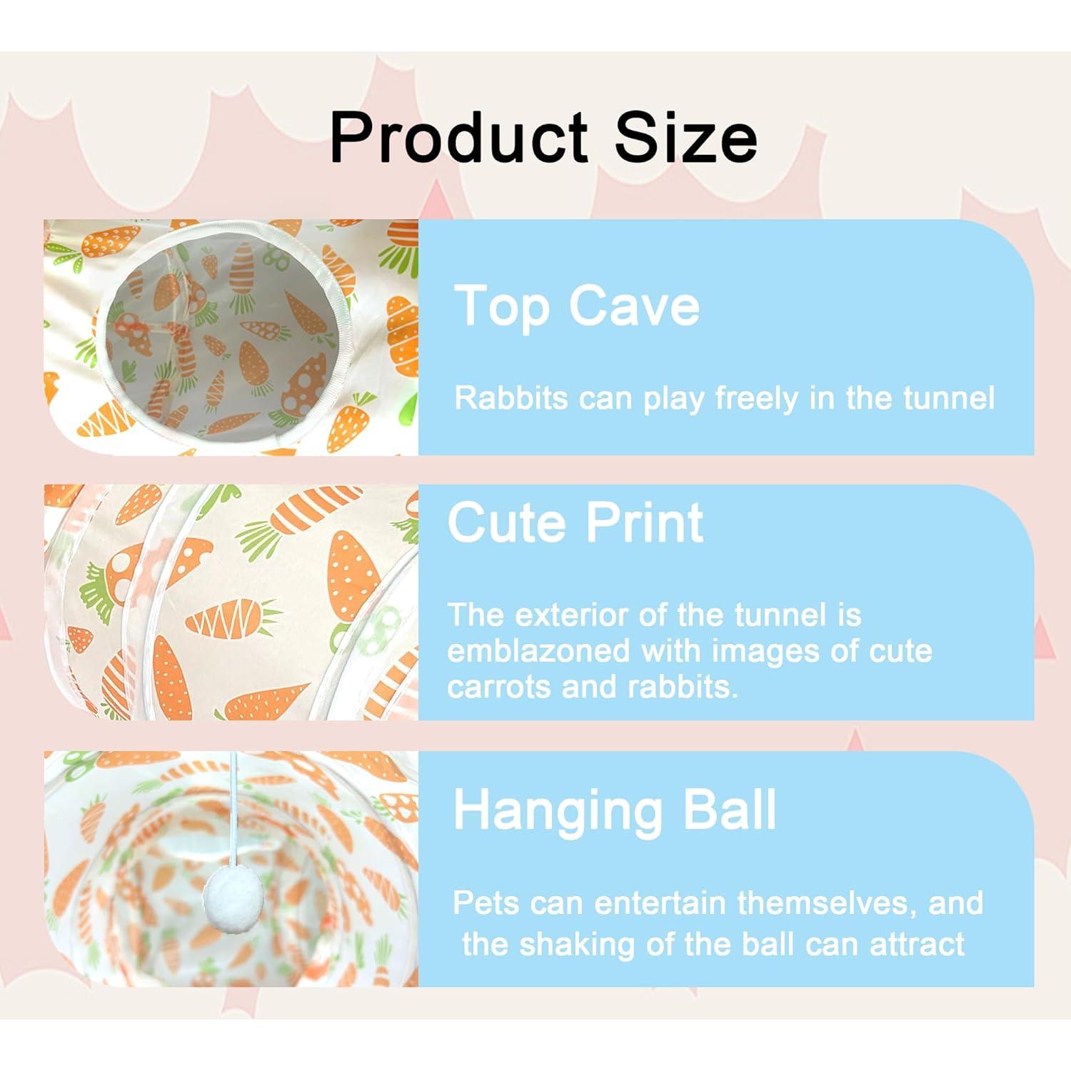 Túnel Plegable para Conejos LUCKITTY 83.82x50.8cm Naranja