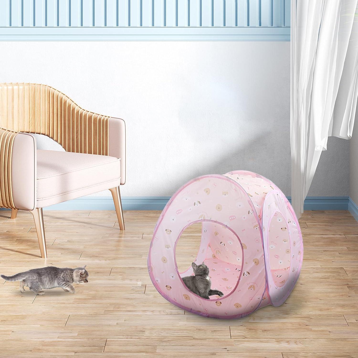 Carpa para Gatos Andiker CT569, Plegable, 3 Agujeros, Rosa