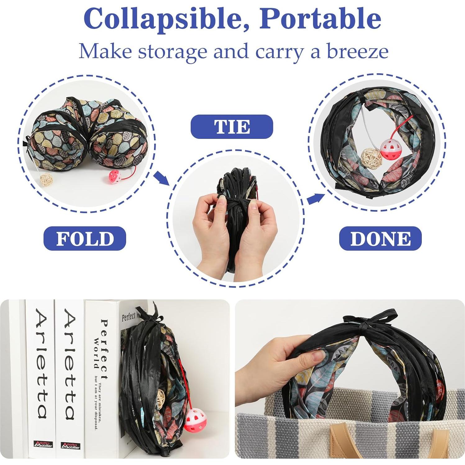 Túnel para Mascotas Pequeñas Pawaboo 60cm con Campana y Bolas