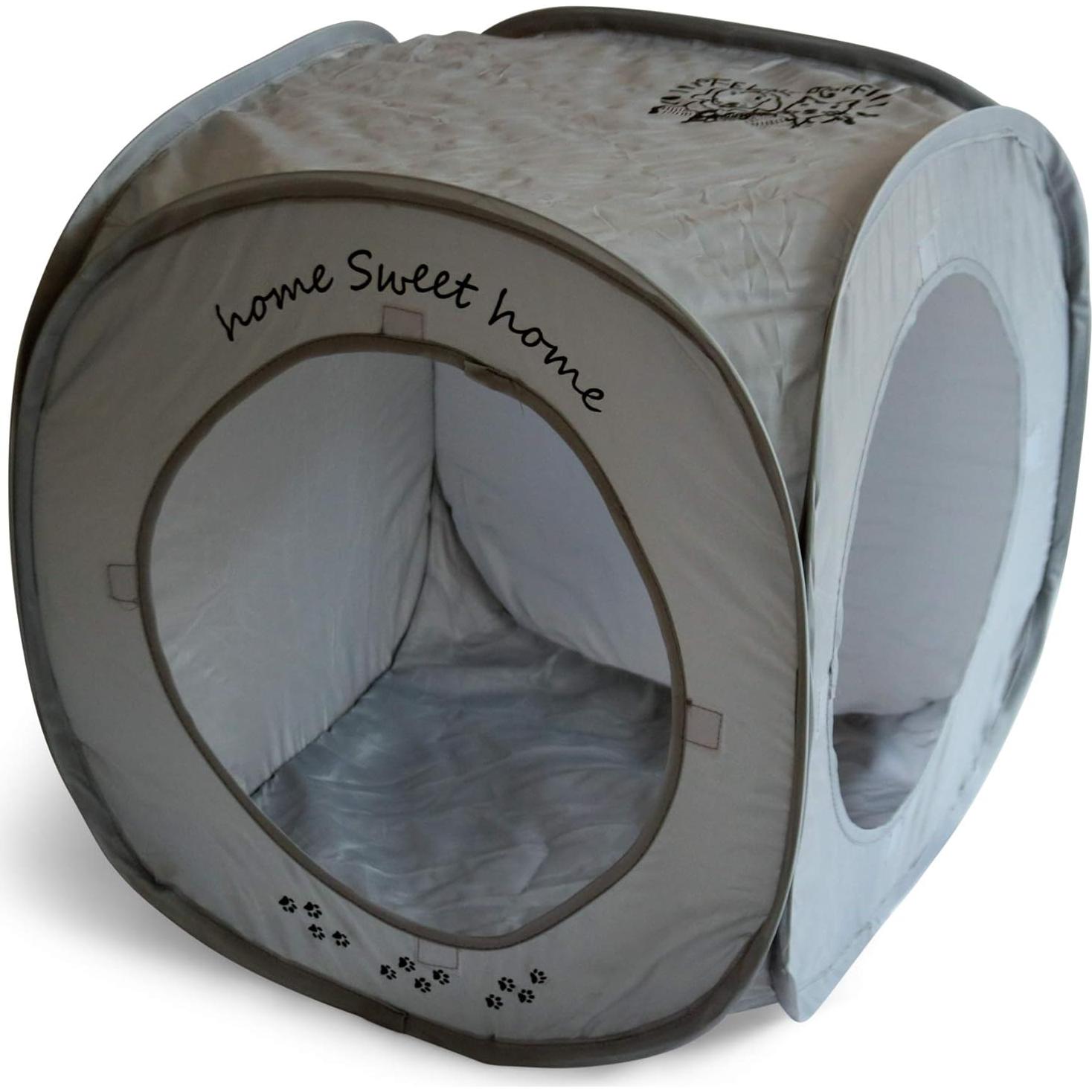 Casa para Gatos Plegable Feline Ruff Cubo Pop Up Gris 43cm