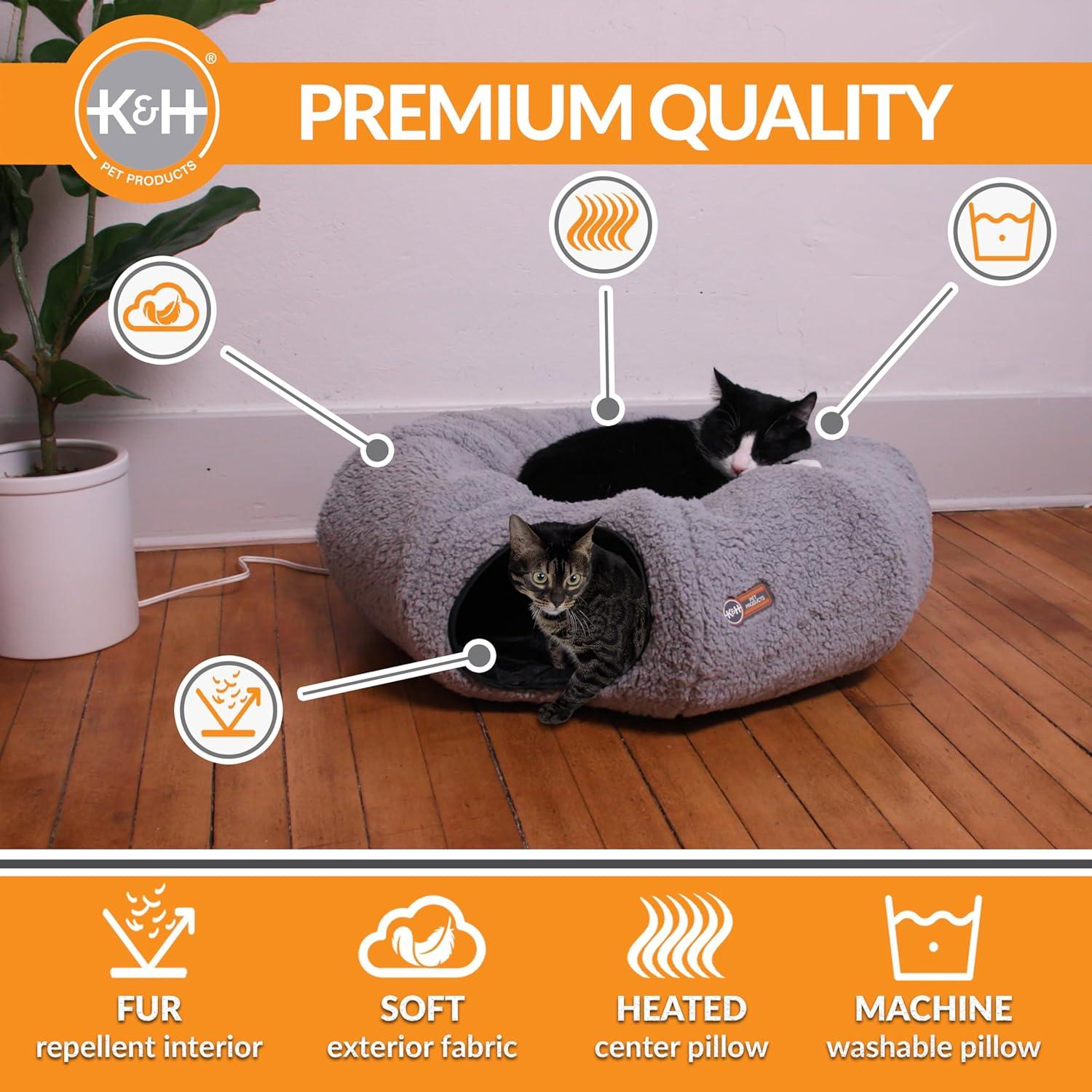 Cama Túnel Calentada K&H para Gatos 71cm Gris
