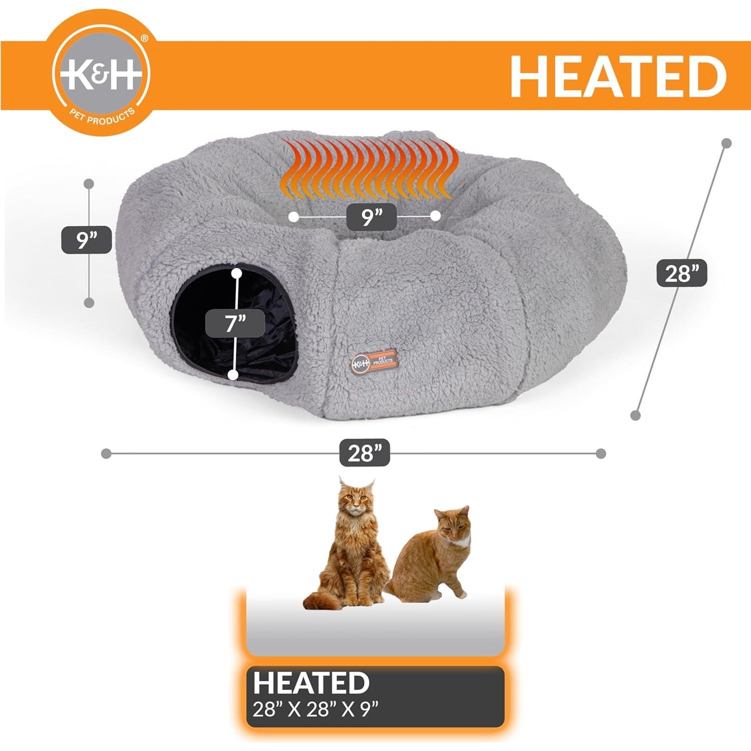 Cama Túnel Calentada K&H para Gatos 71cm Gris
