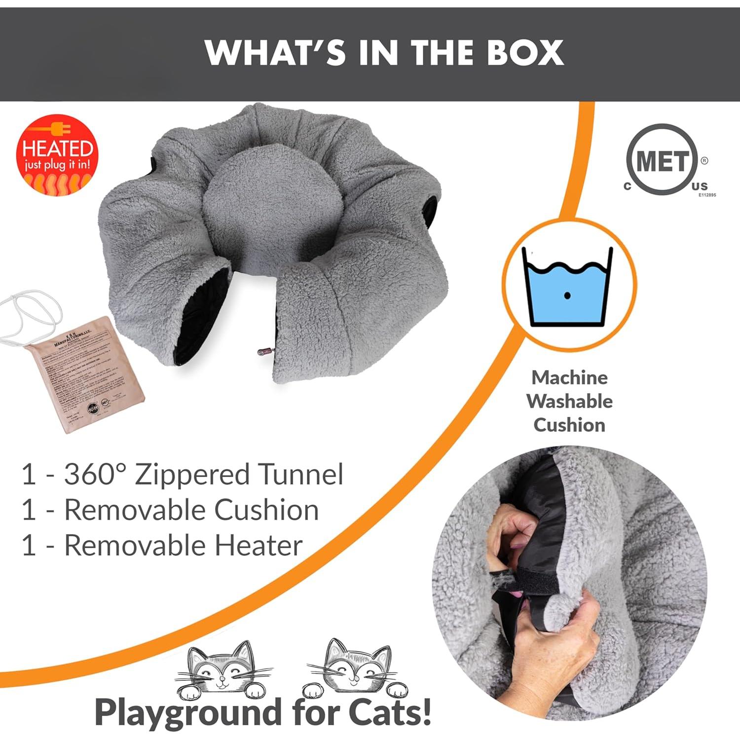 Cama Túnel Calentada K&H para Gatos 71cm Gris