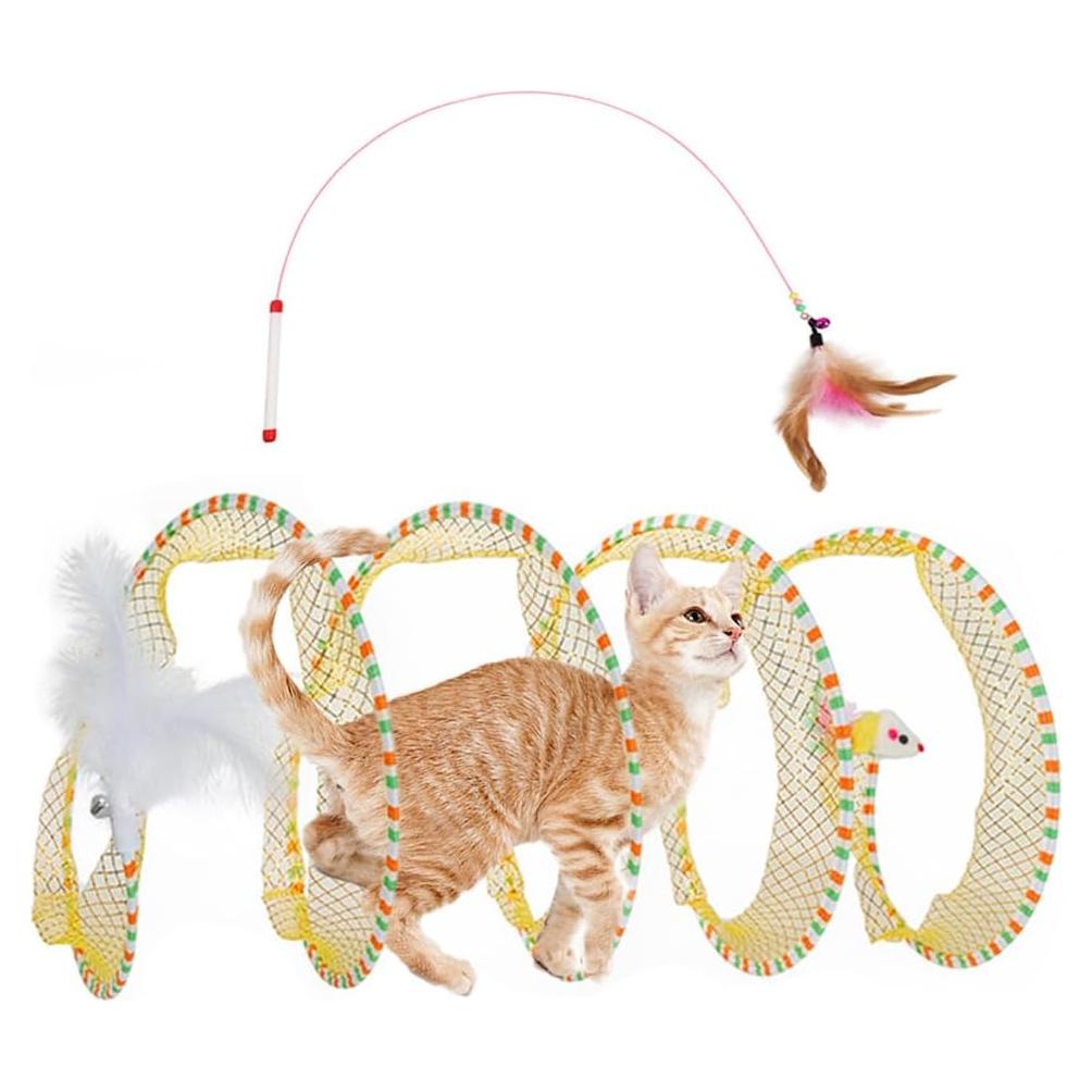 Túnel Espiral para Gatos AVYDIIF 65 cm Plegable con Juguetes