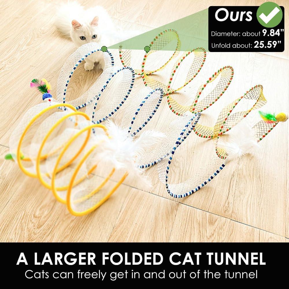 Túnel Espiral para Gatos AVYDIIF 65 cm Plegable con Juguetes