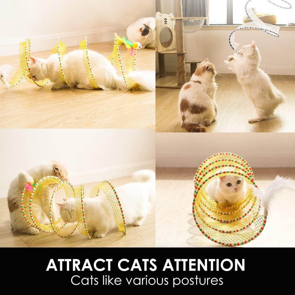 Túnel Espiral para Gatos AVYDIIF 65 cm Plegable con Juguetes