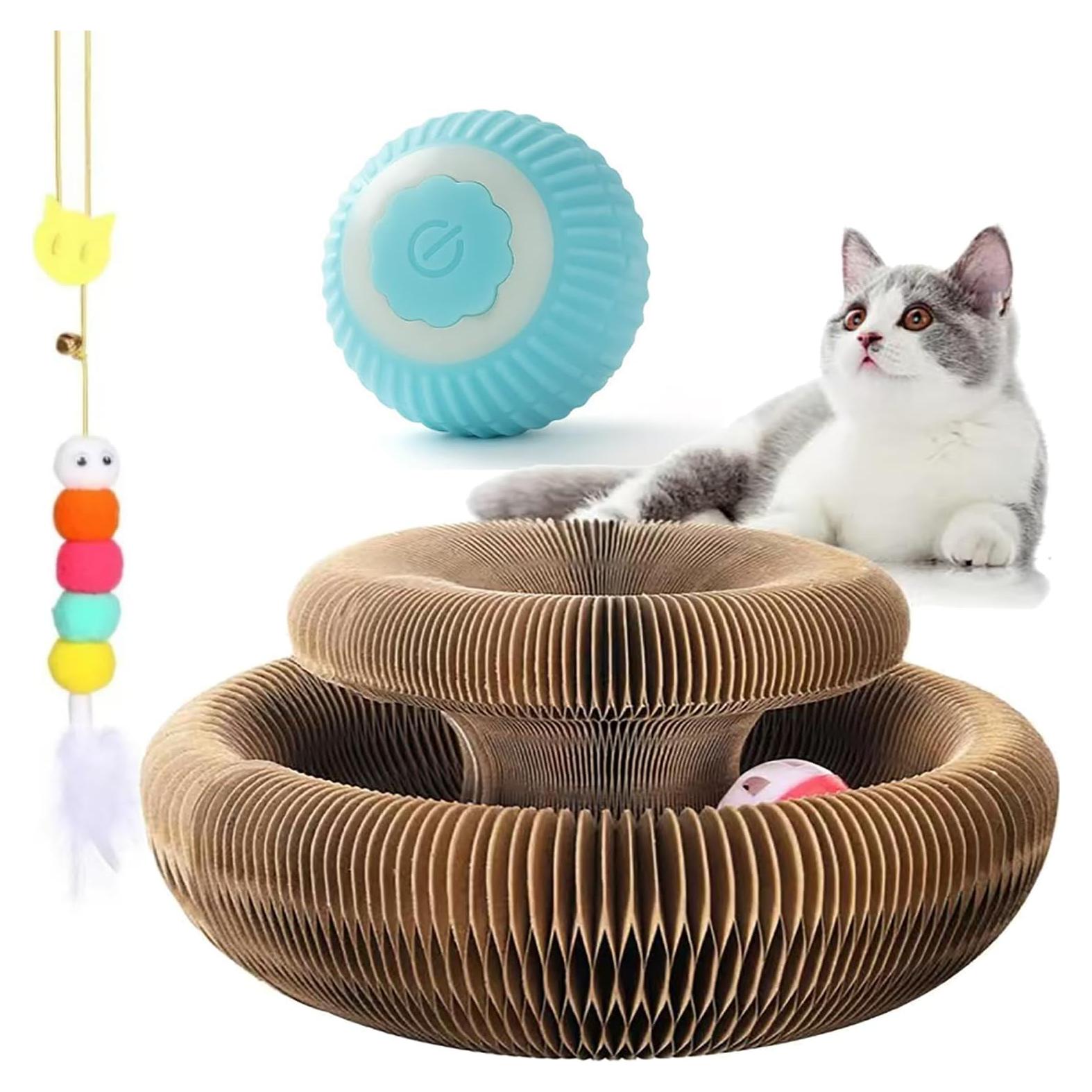 Juguete Interactivo para Gatos Kitty Curls - Tablero Rascador Acordeón