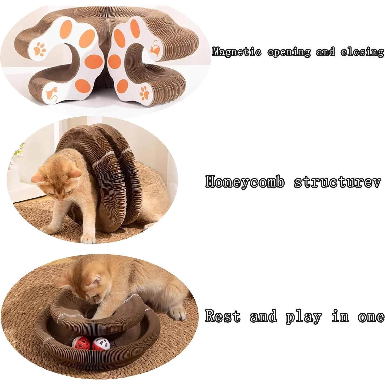 Juguete Interactivo para Gatos Kitty Curls - Tablero Rascador Acordeón