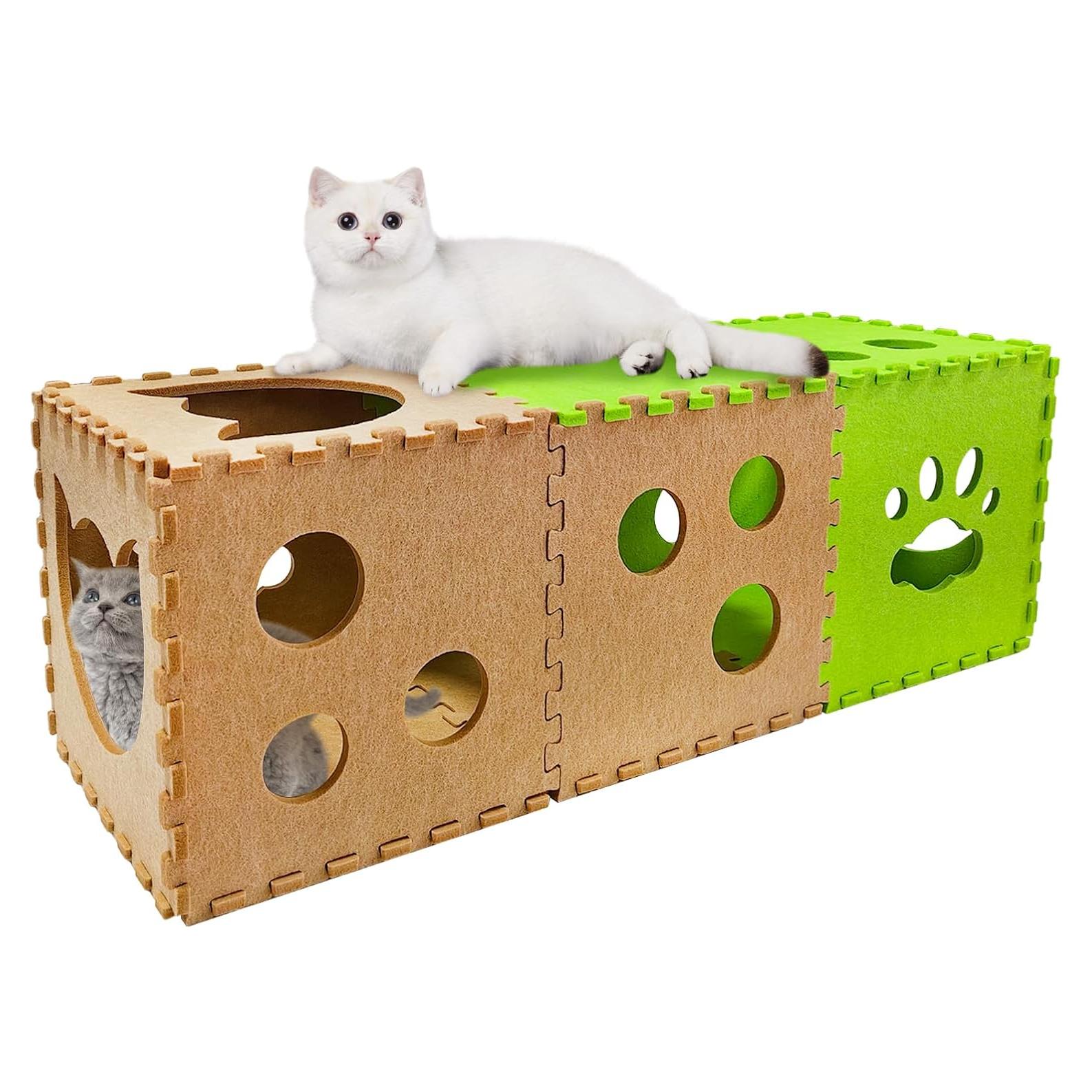 Túnel de Juego para Gatos Apatal 14 Pcs DIY Plegable 90x30x30cm