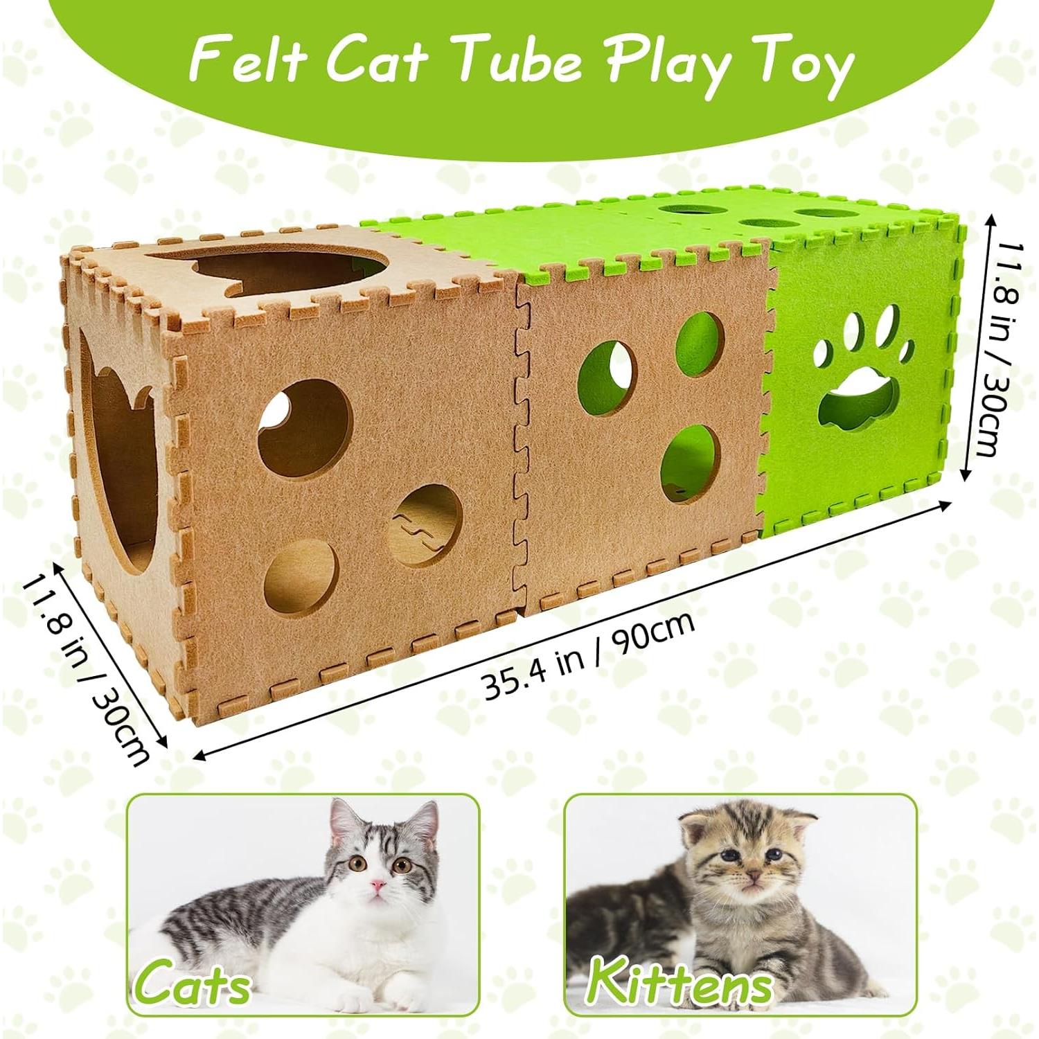 Túnel de Juego para Gatos Apatal 14 Pcs DIY Plegable 90x30x30cm