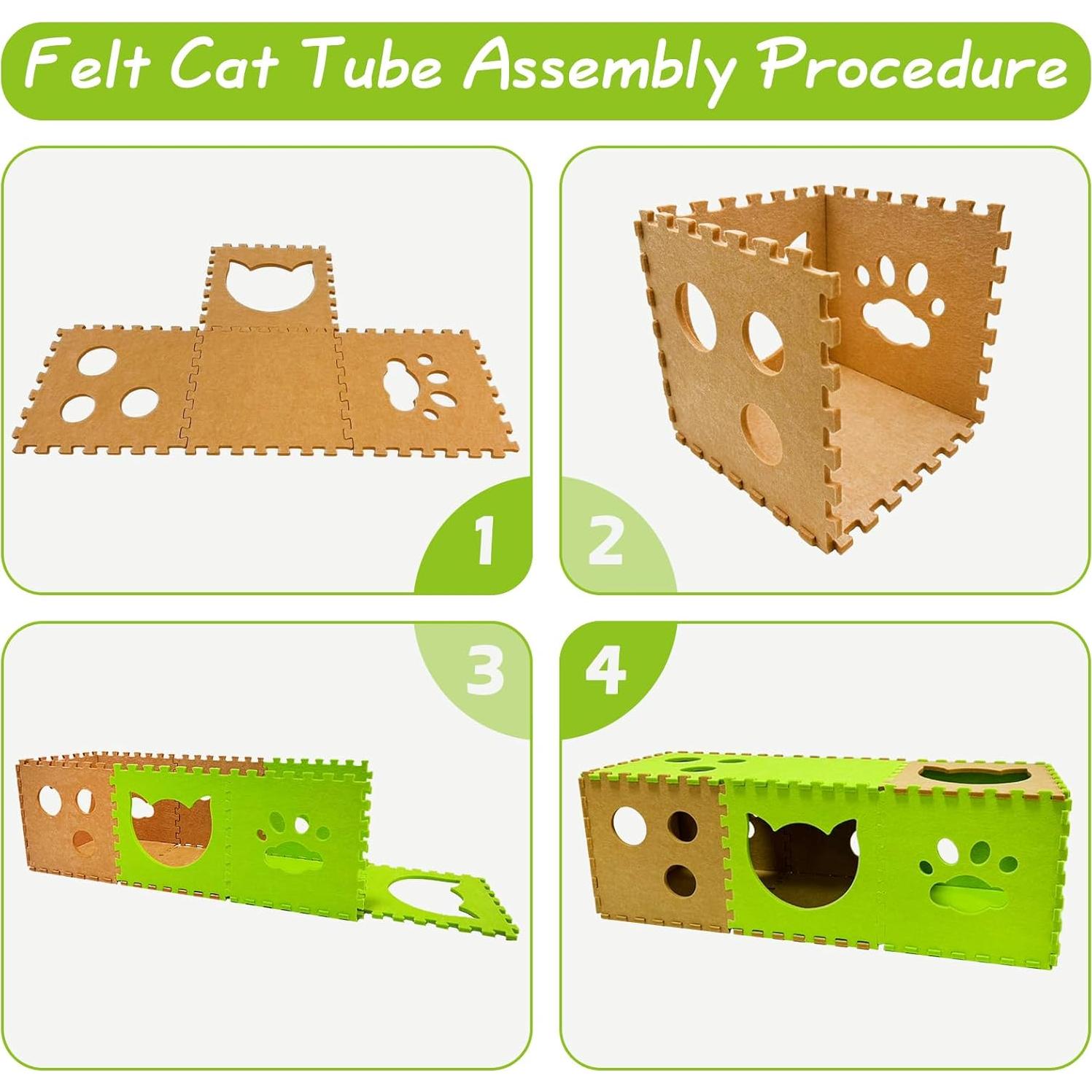 Túnel de Juego para Gatos Apatal 14 Pcs DIY Plegable 90x30x30cm