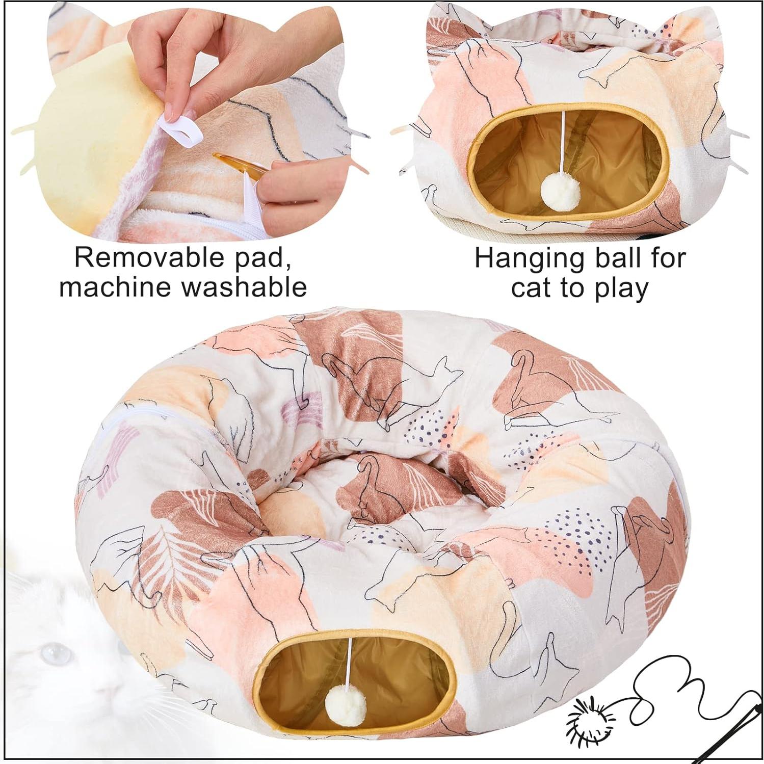 Túnel para Gatos Glittme Redondo Beige 283.5x24.9 cm