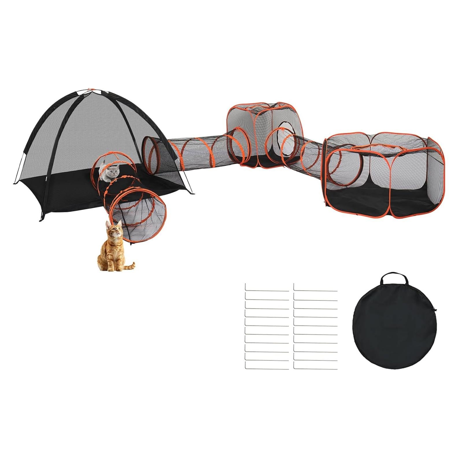 Túnel para Gatos VINGLI 6 en 1, Recinto Exterior Plegable
