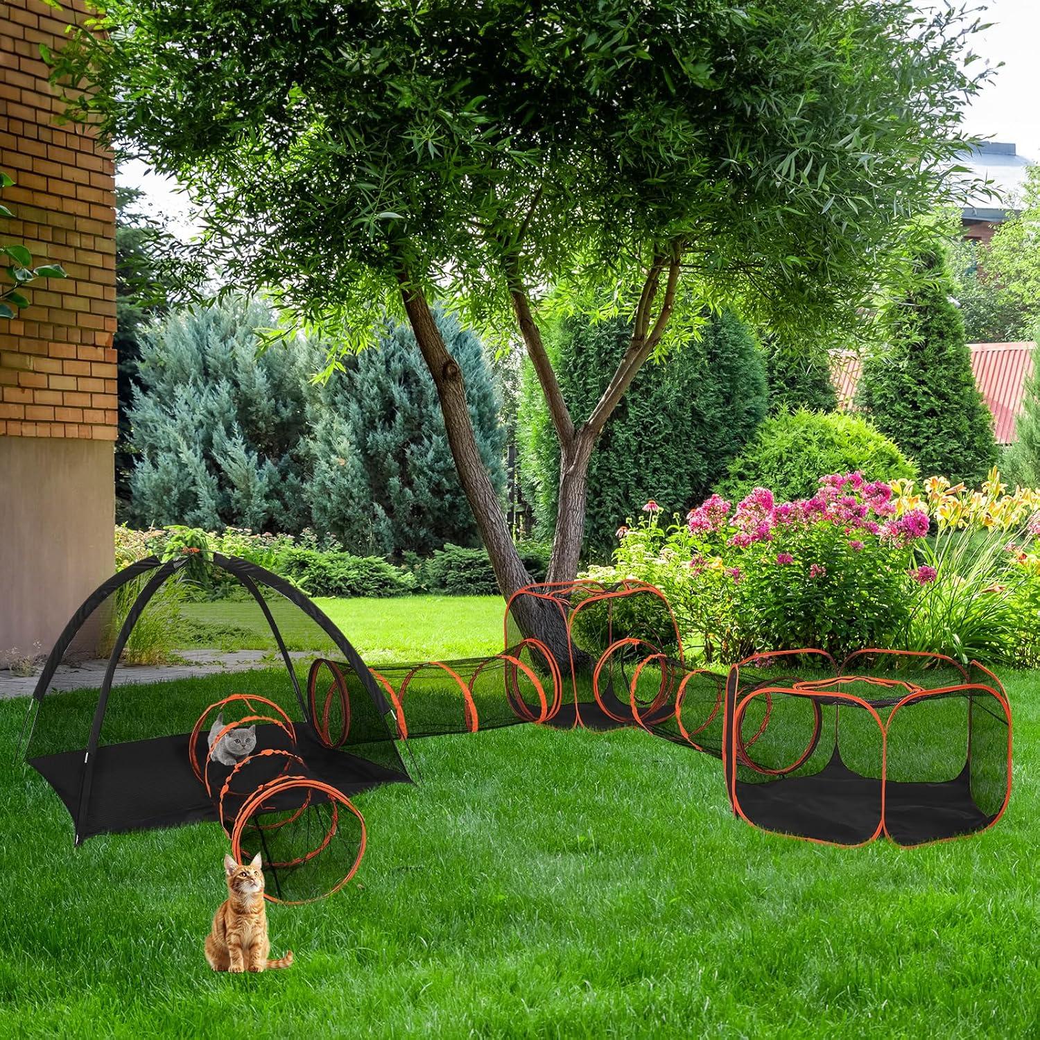Túnel para Gatos VINGLI 6 en 1, Recinto Exterior Plegable