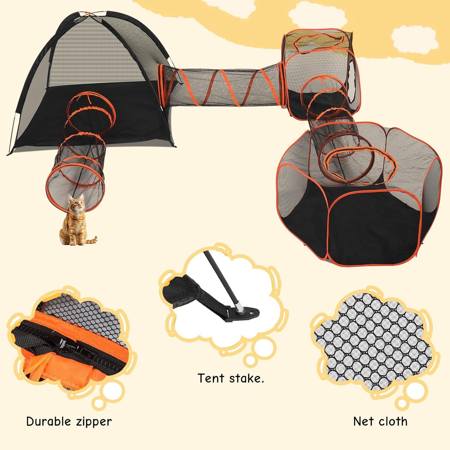 Túnel para Gatos VINGLI 6 en 1, Recinto Exterior Plegable