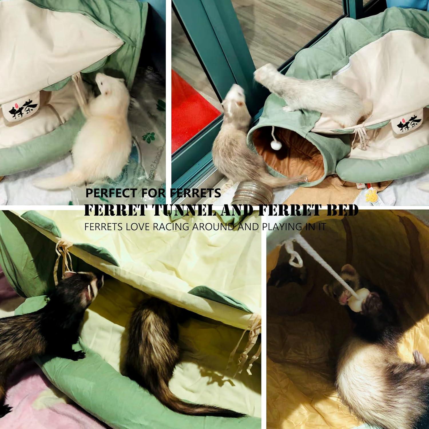 Cama y Túnel para Gatos KUCDBUN Matcha 2 en 1 con Alfombrilla