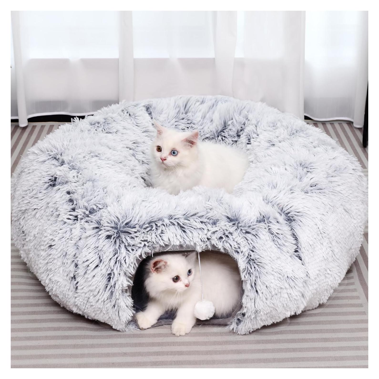 Túnel de Gato Multifuncional YUYAFN con Cama Gris 81x81cm