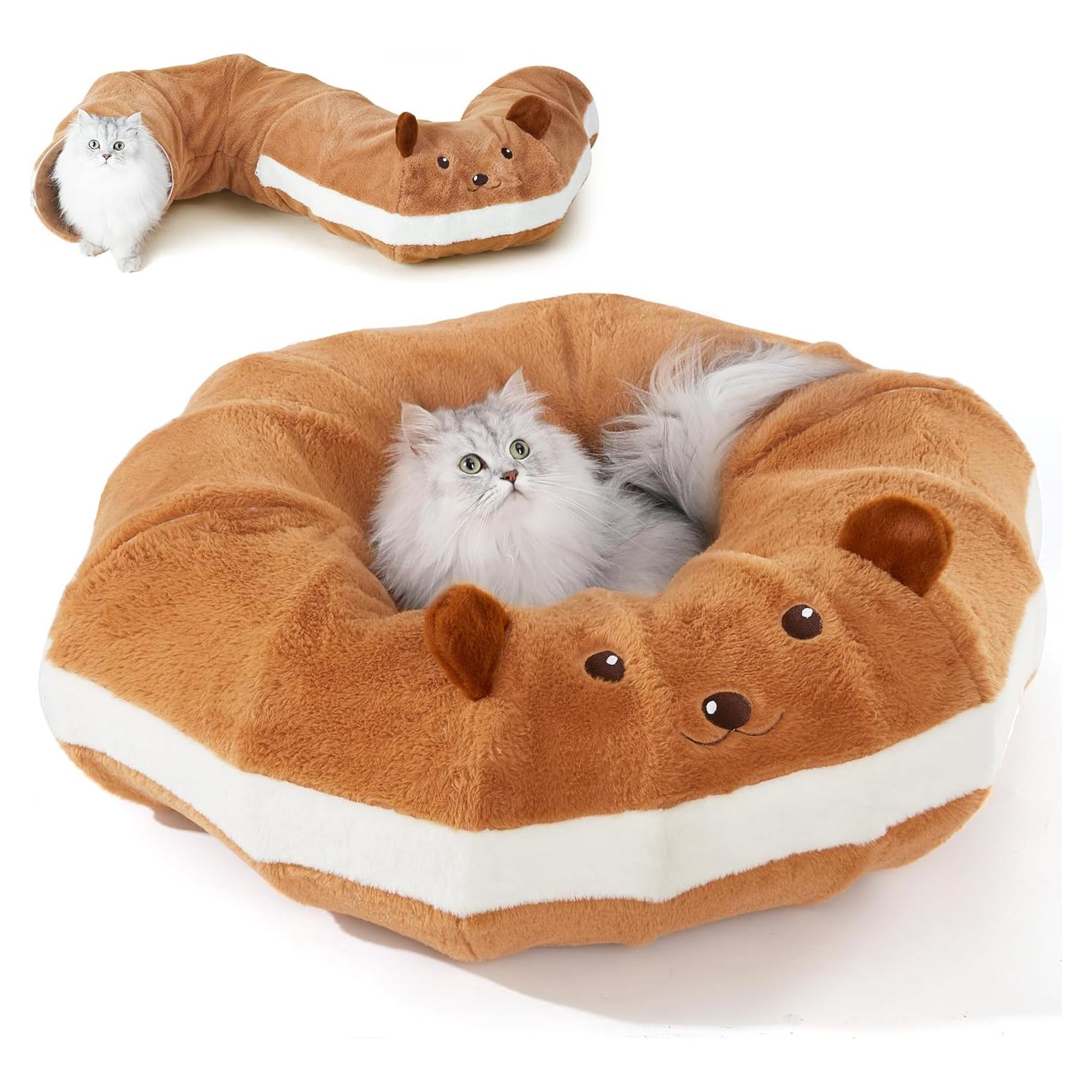 Cama túnel para gatos FUKUMARU grande con cojín lavable