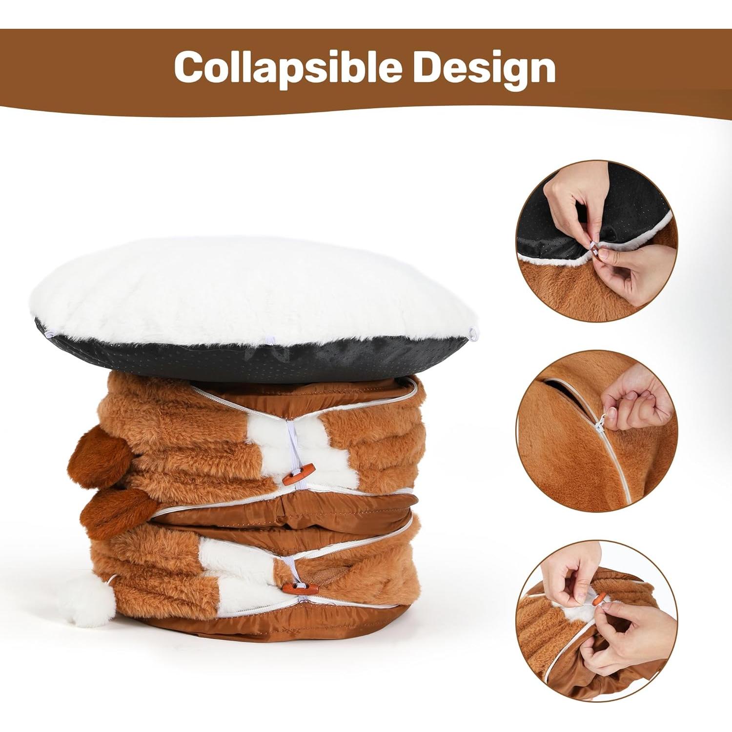 Cama túnel para gatos FUKUMARU grande con cojín lavable