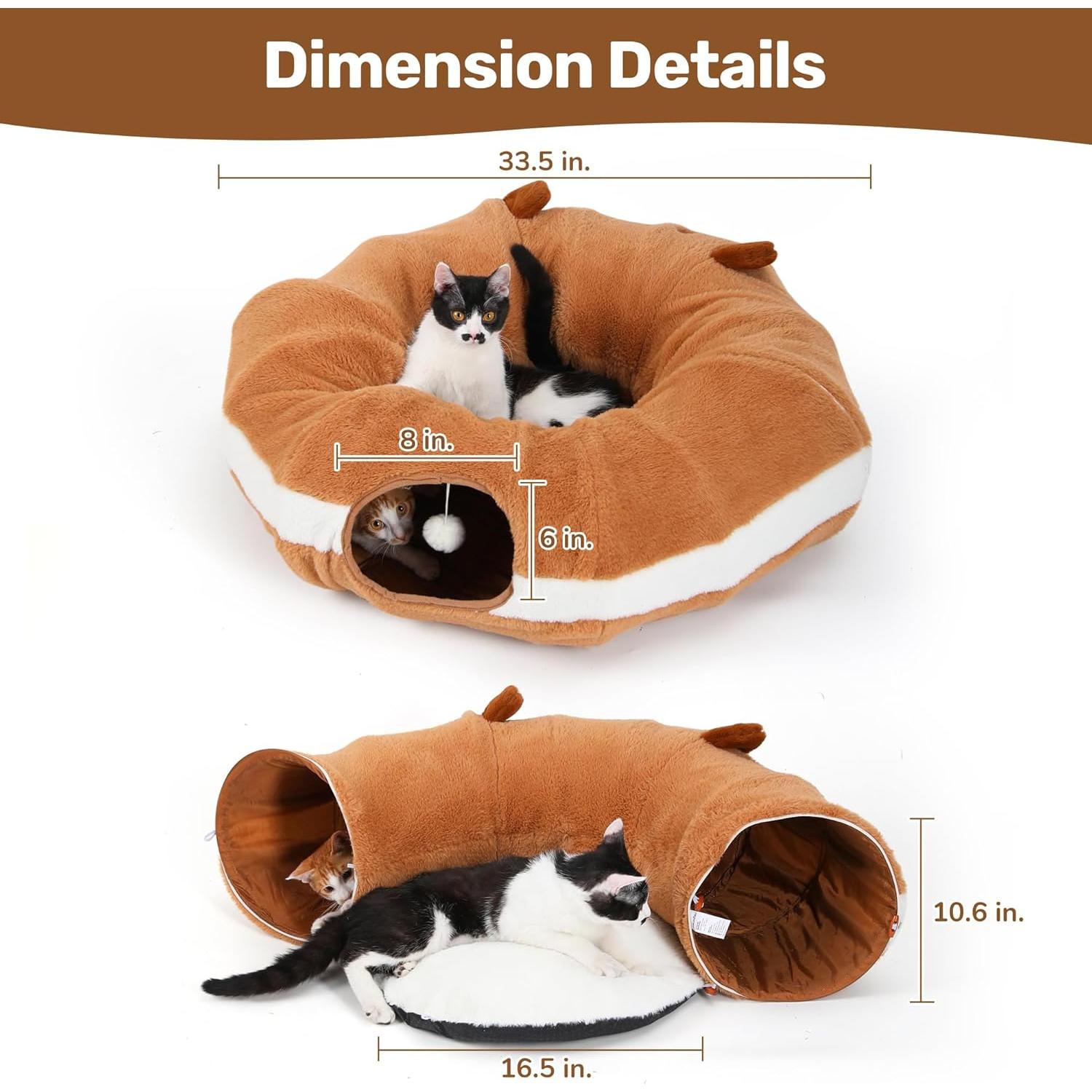 Cama túnel para gatos FUKUMARU grande con cojín lavable