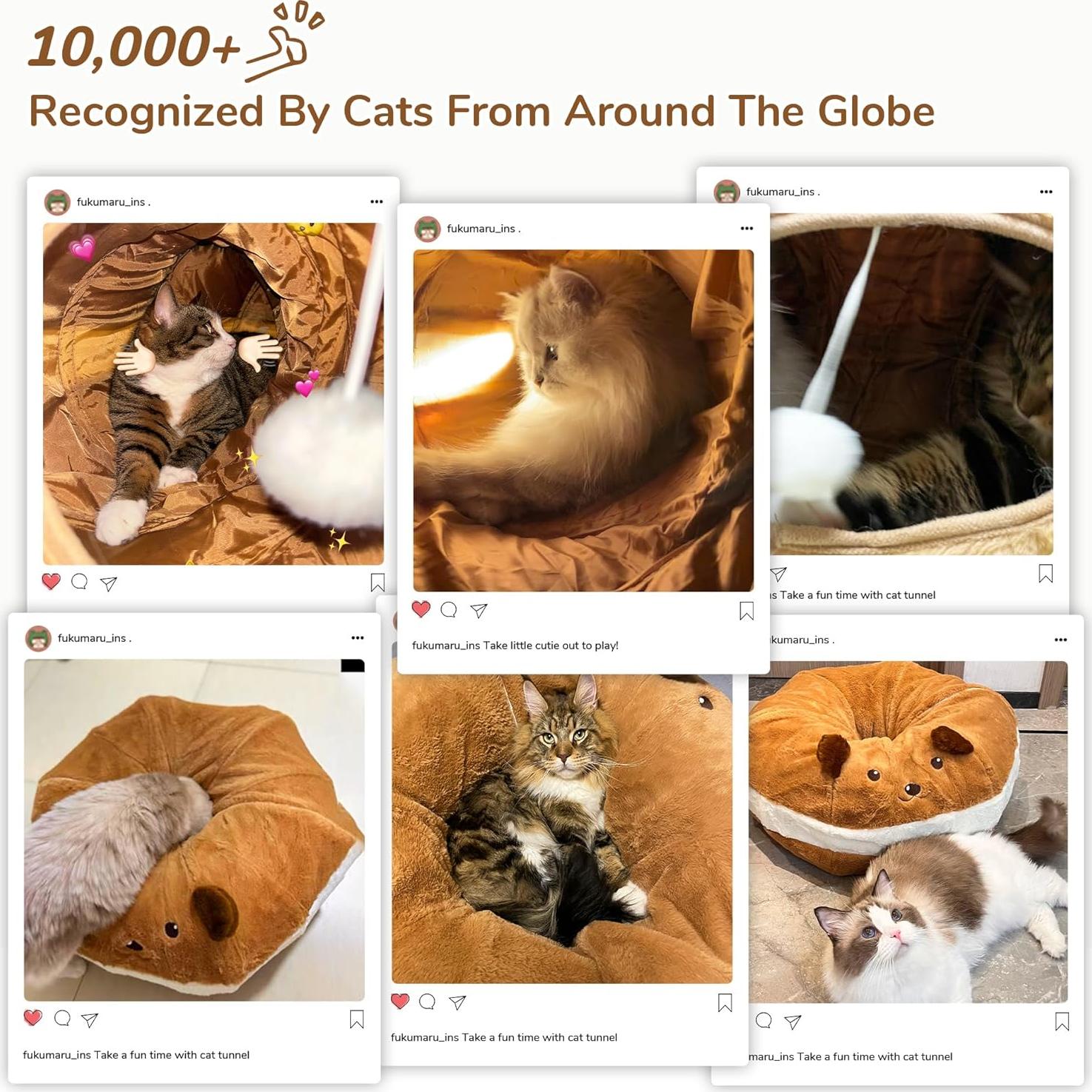 Cama túnel para gatos FUKUMARU grande con cojín lavable