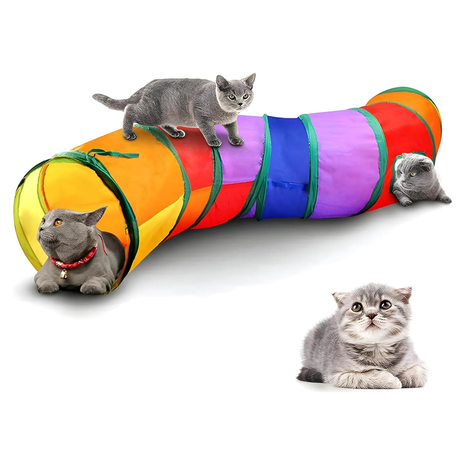 Túnel de Gato Plegable QingOrange Tipo S 124 cm - Juguete Interactivo