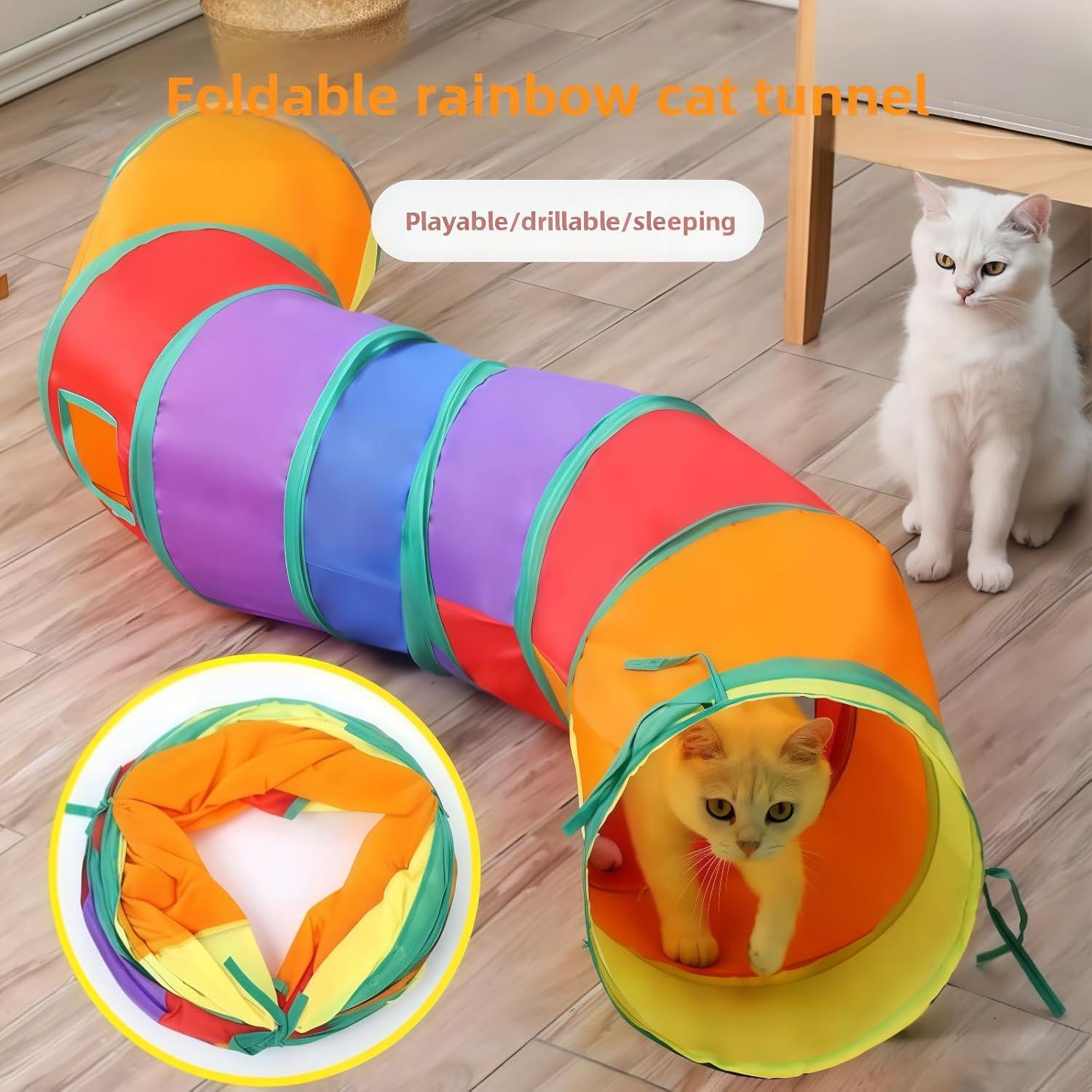 Túnel de Gato Plegable QingOrange Tipo S 124 cm - Juguete Interactivo