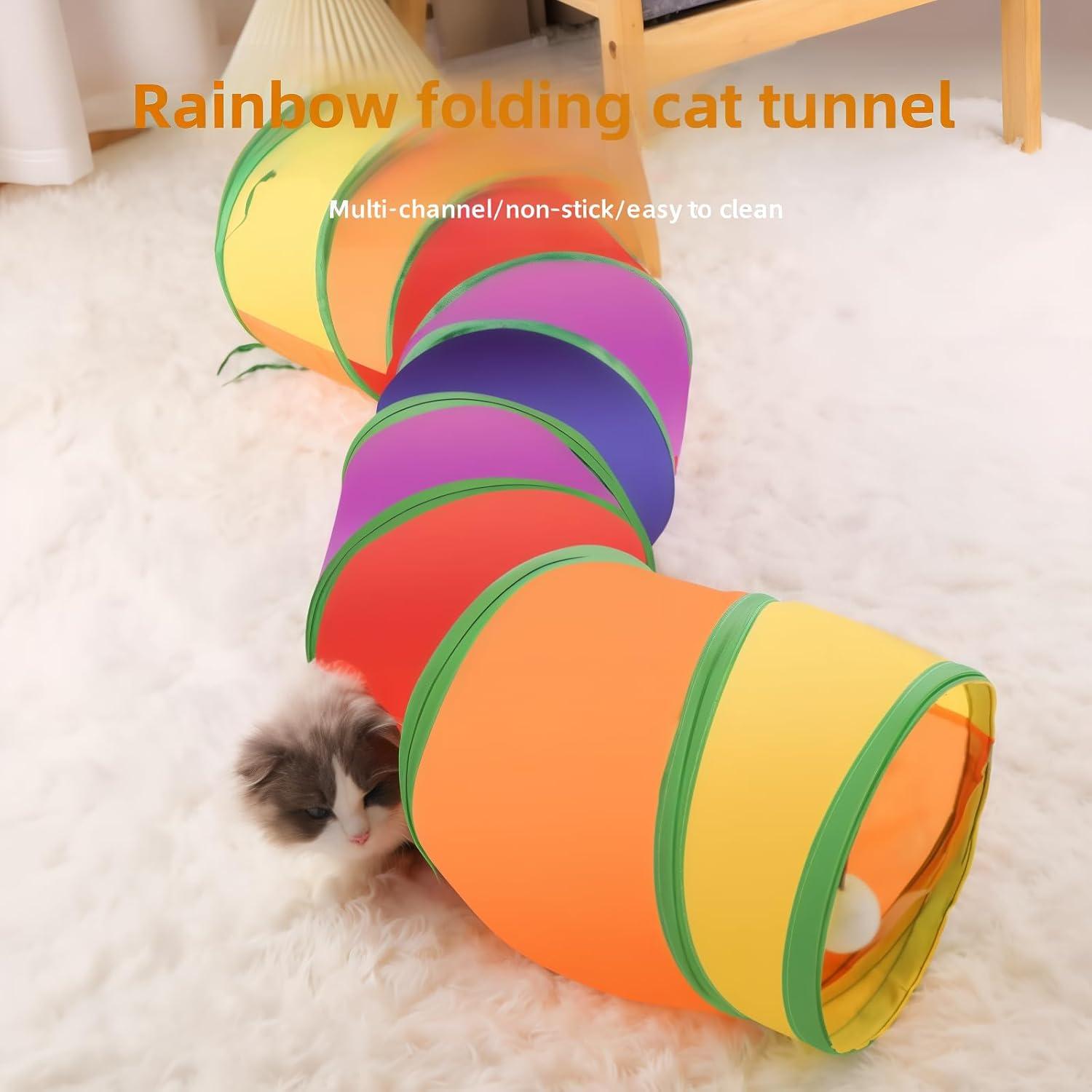 Túnel de Gato Plegable QingOrange Tipo S 124 cm - Juguete Interactivo